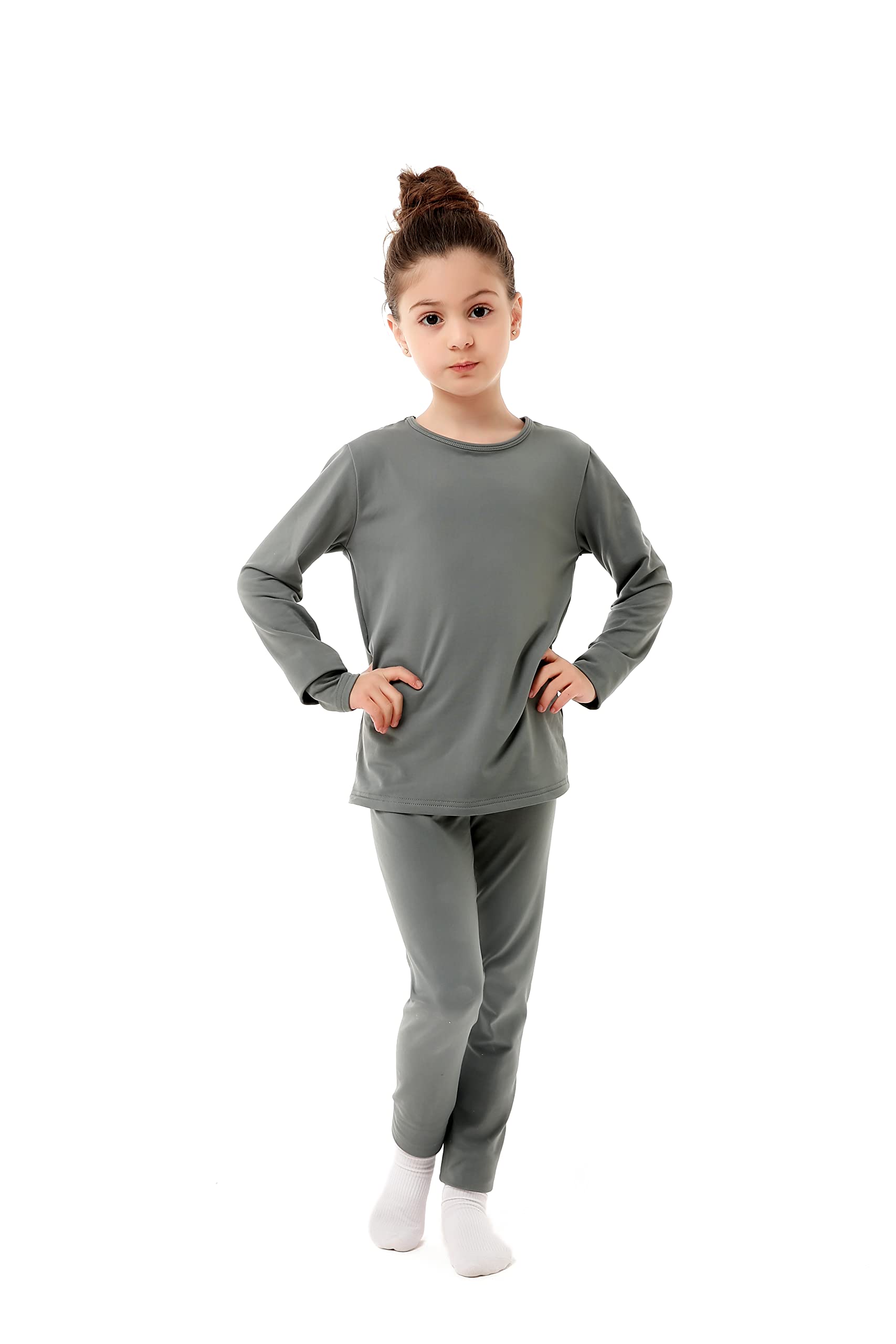 Elowel Girls Thermal Underwear Set - Soft Fleece Long Johns for Kids - Warm Winter Base Layer for Outdoor Activities & Snow Play