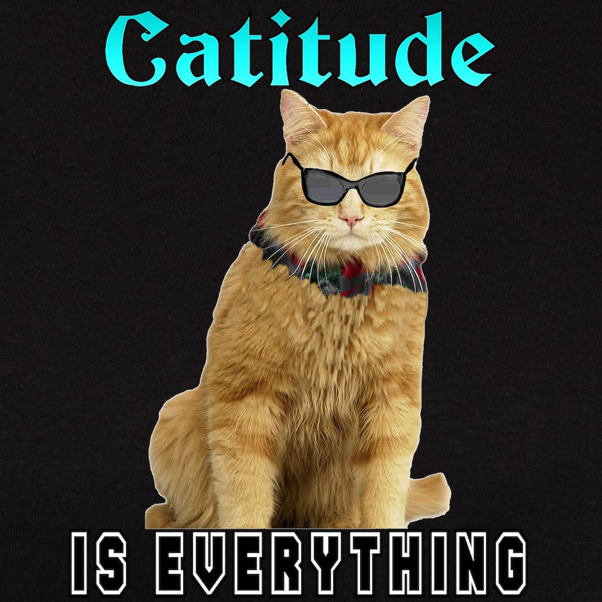 Catitude Women's Dark Cotton T-Shirt - Soft & Comfortable Casual Tee for Cat Lovers | Perfect for Everyday Wear, Gifts & Cat-Themed Events