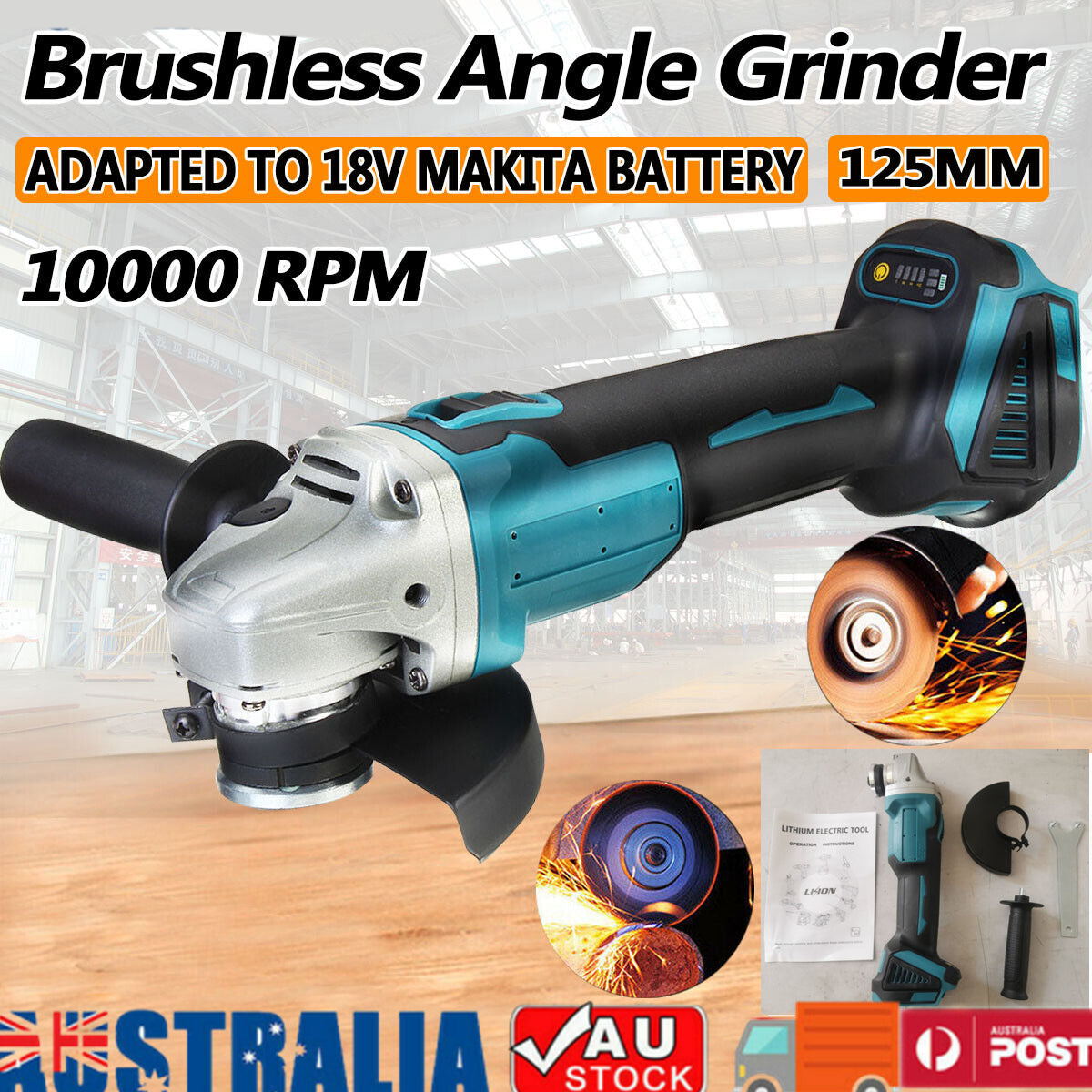 125mm Brushless Angle Grinder - Cordless Cutting & Polishing Tool for Makita 18V Battery - Perfect for Metalworking, Wood Cutting & DIY Projects