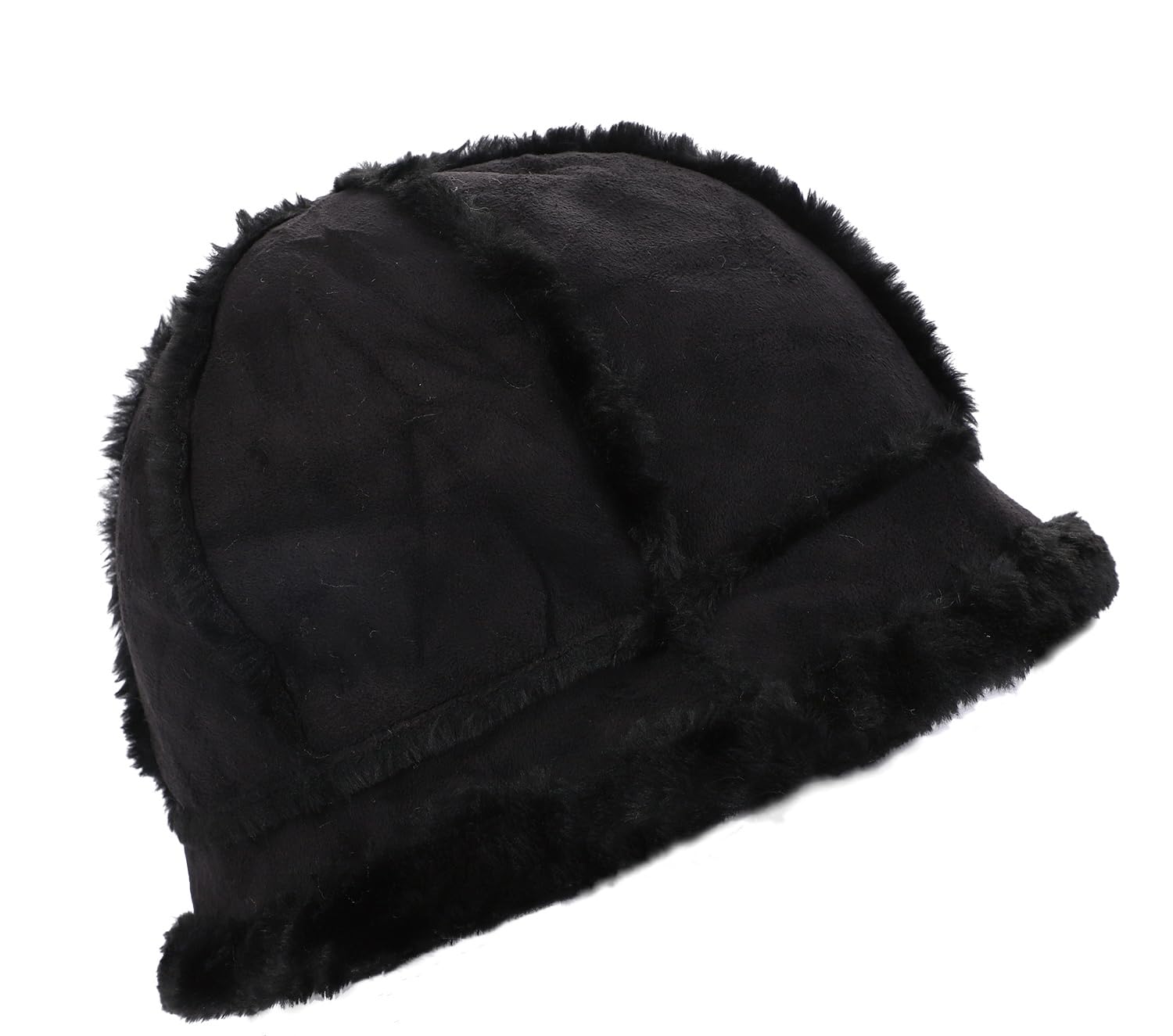 XGOPTS Women's Shearling Sheepskin Winter Bucket Hat - Warm Faux Fur Beanie for Cold Weather - Cozy Winter Hat for Outdoor Activities, Skiing, and Snowboarding