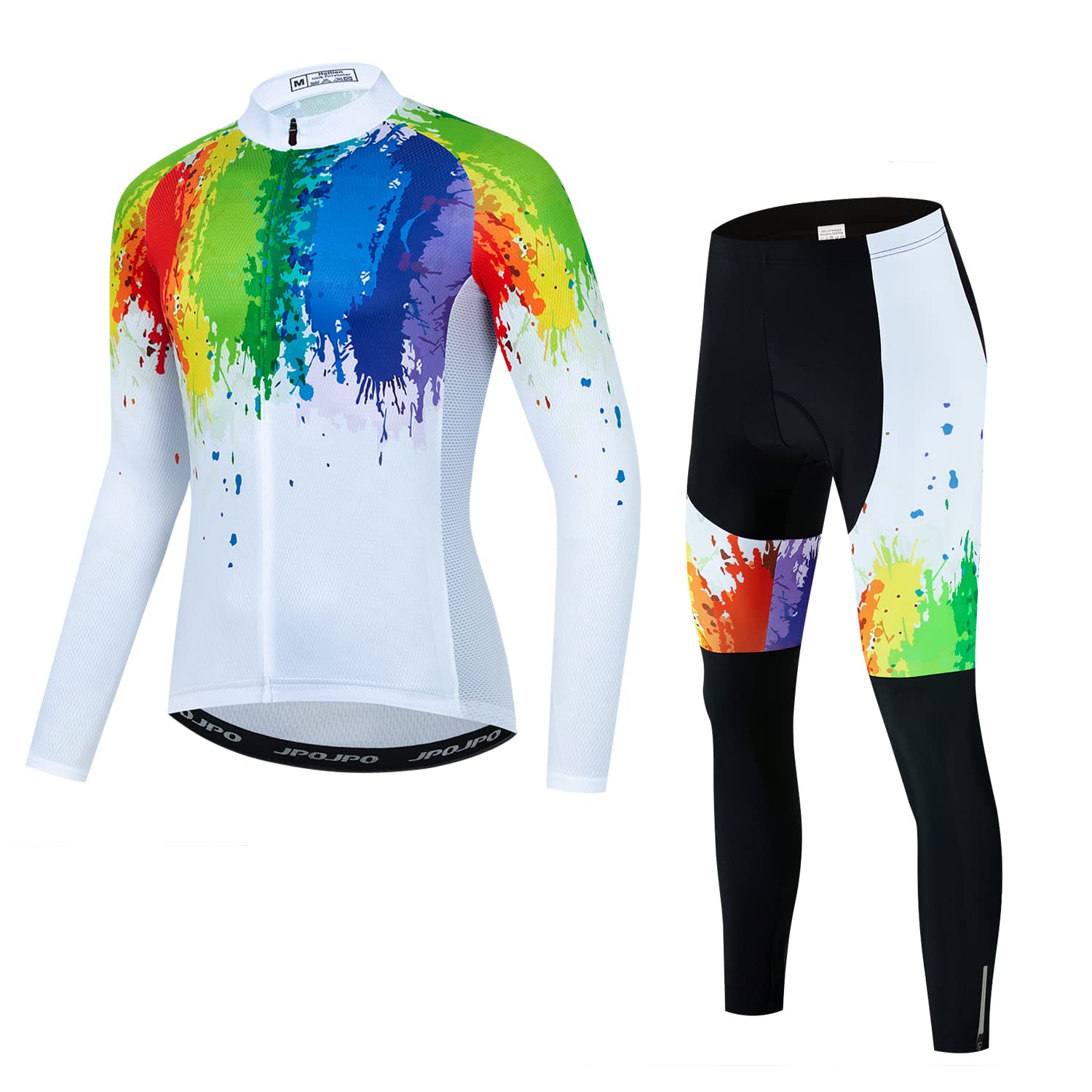 **JPOJPO Men's Cycling Jersey Set – Long Sleeve Bike Shirt & 5D Gel Padded Pants – Quick-Dry Bicycle Clothing Kit (S-3XL) – Perfect for Road Biking, Mountain Cycling & Outdoor Sports**