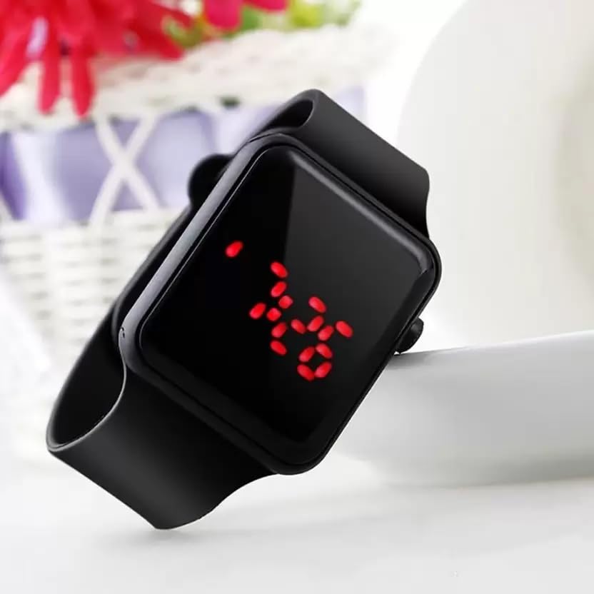 Stylish Women's Analog Watch with Free Digital LED Light - Square Dial Black Watch Combo (SR-812) AT-8121 (Pack of 2) - Perfect for Casual Wear, Office & Everyday Fashion Accessory