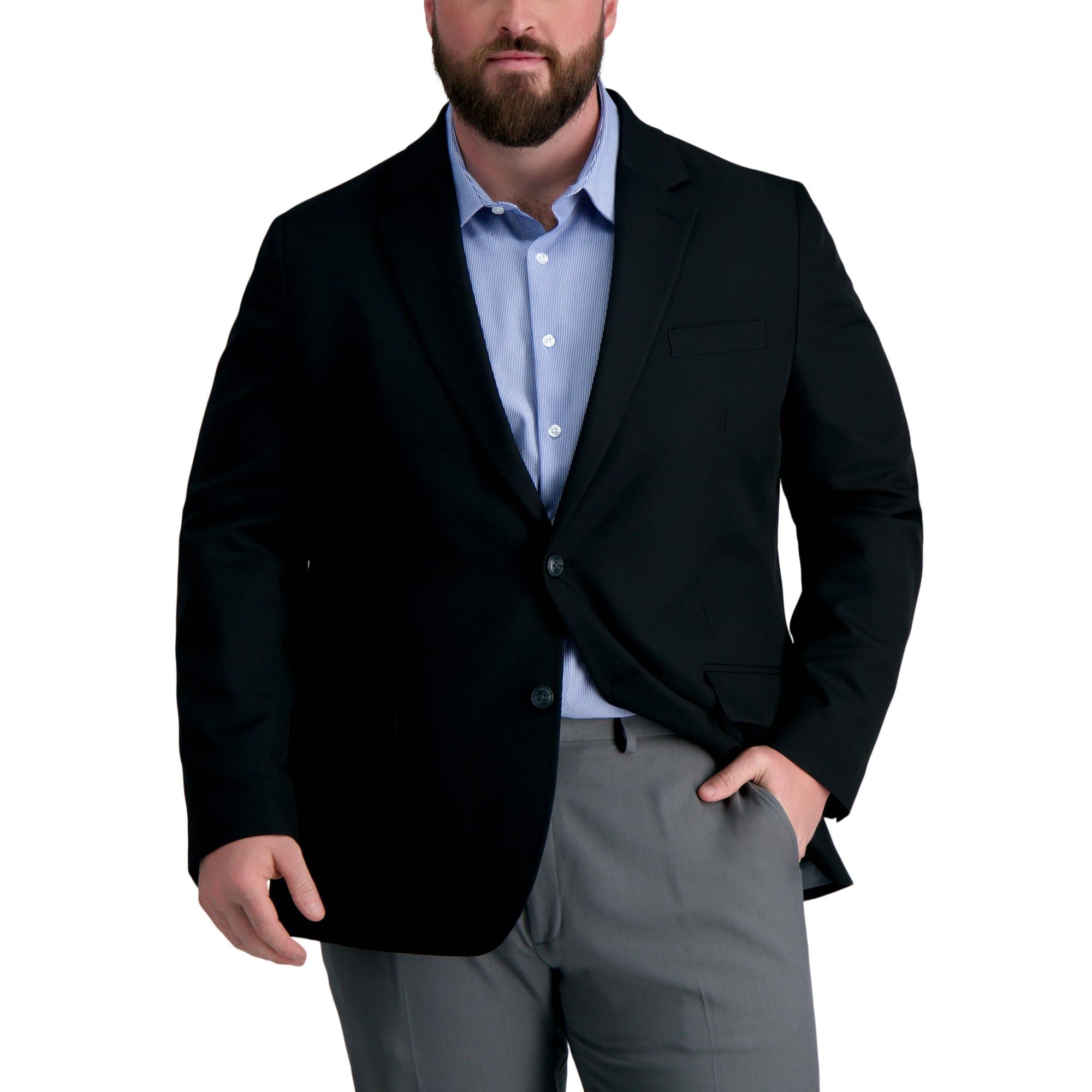 Haggar Men's Classic Fit Gabardine Blazer - The Active Series | Comfortable & Stylish Business Casual Jacket for Office, Weddings & Formal Events (Regular, Big & Tall Sizes)