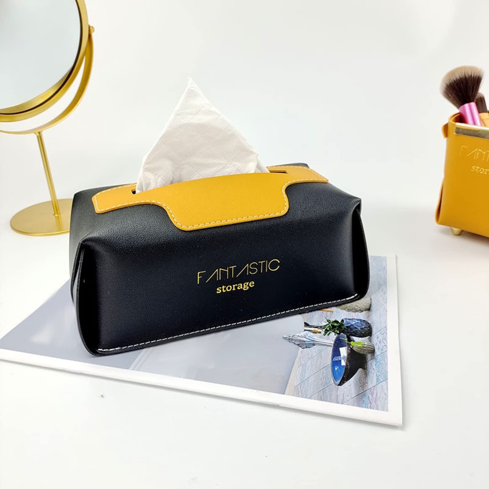 PU Leather Tissue Box Cover - Car & Home Decorative Storage Organizer for Living Room, Bedroom, Kitchen | Waterproof, Dustproof, Nordic Style | Perfect for Home Decor, Office Desk & Vehicle Use