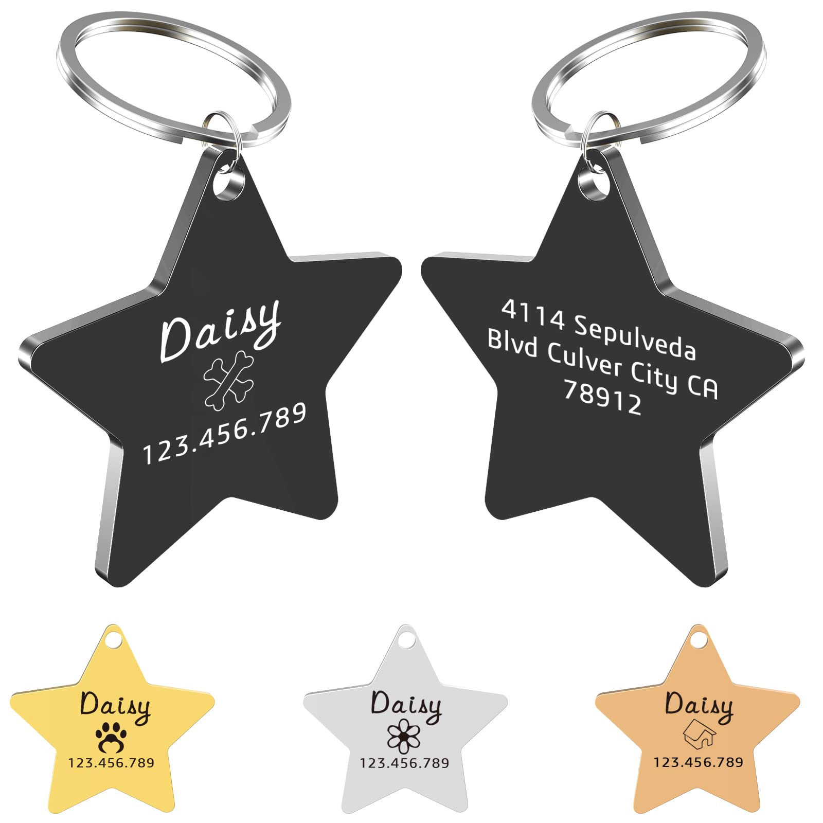 **Personalized Engraved Dog Tags - Stainless Steel Custom Pet ID Tags for Dogs & Cats - Anti-Lost Name Tags with Double-Sided Paw Design - Perfect for Daily Walks, Travel & Pet Safety**