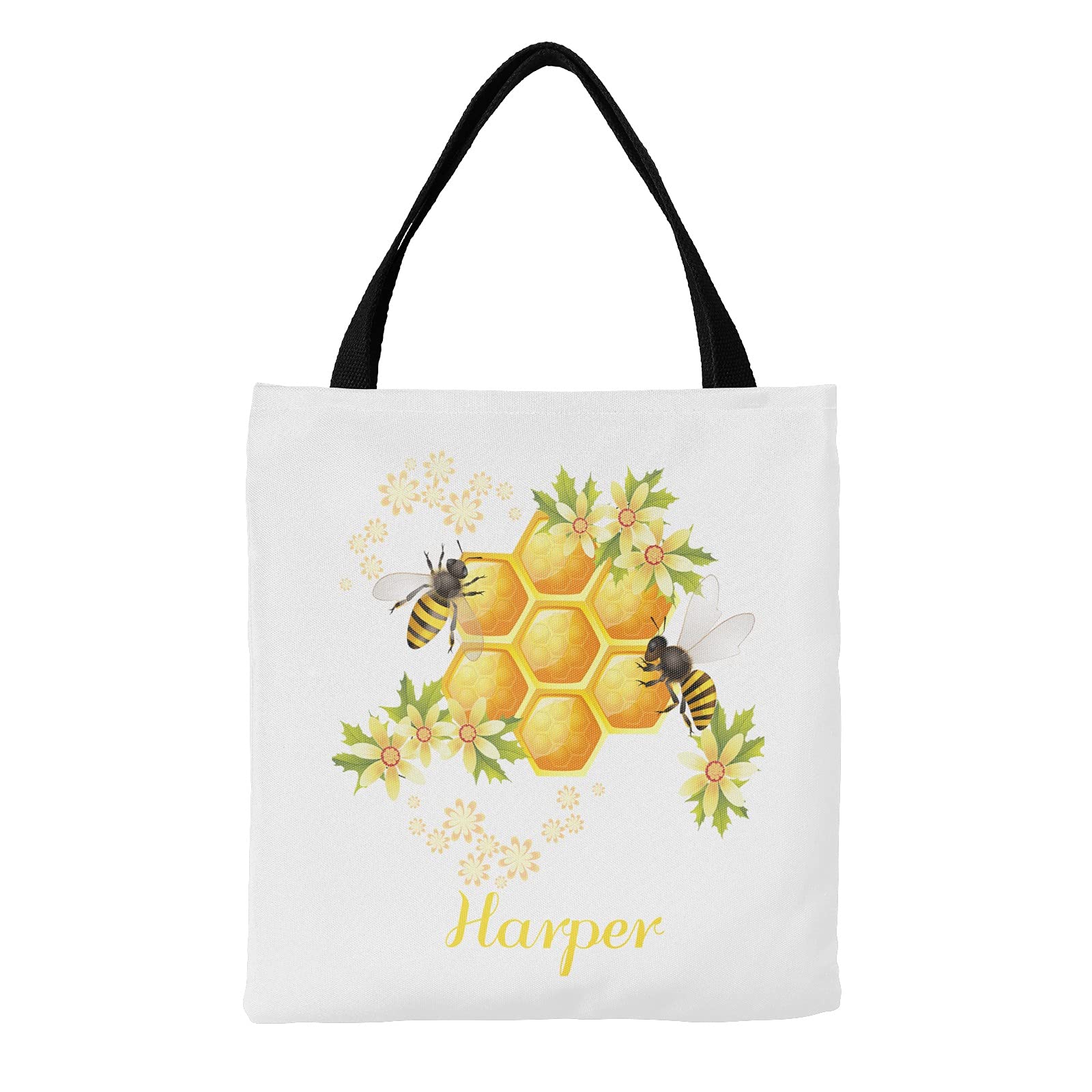Flamingo Swimming Ring Personalized Canvas Tote Bag - Eco-Friendly Reusable Shopping Bag for Beach, Travel & School - Cute Handbag Gift for Women & Girls