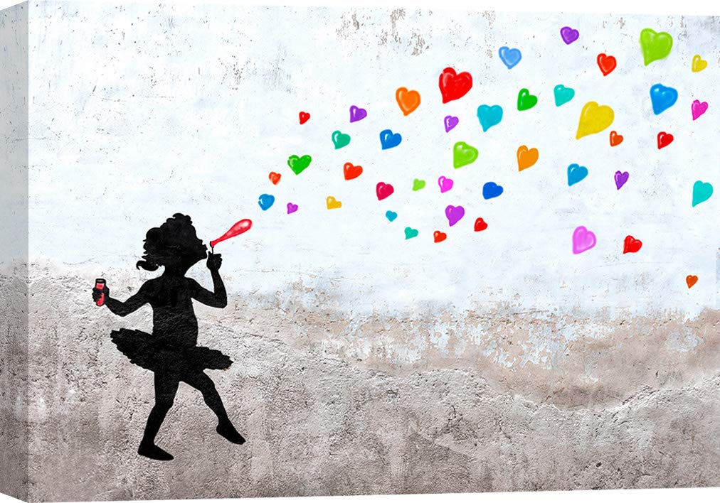 Masterfunk Collective Love Bubbles Graffiti Street Art Canvas Print - 39x27 Inches Wall Decor for Living Room, Bedroom & Office