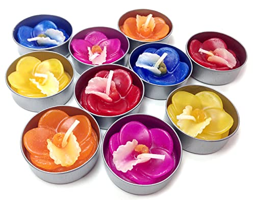 Sunne Tropical Flower Tealight Candles - 10-Pack Assorted Color Vanda Orchid Scented Candles for Birthday Parties, Weddings, Baby Showers & Home Decor - Perfect for Romantic Dinners, Spa Nights & Holiday Centerpieces