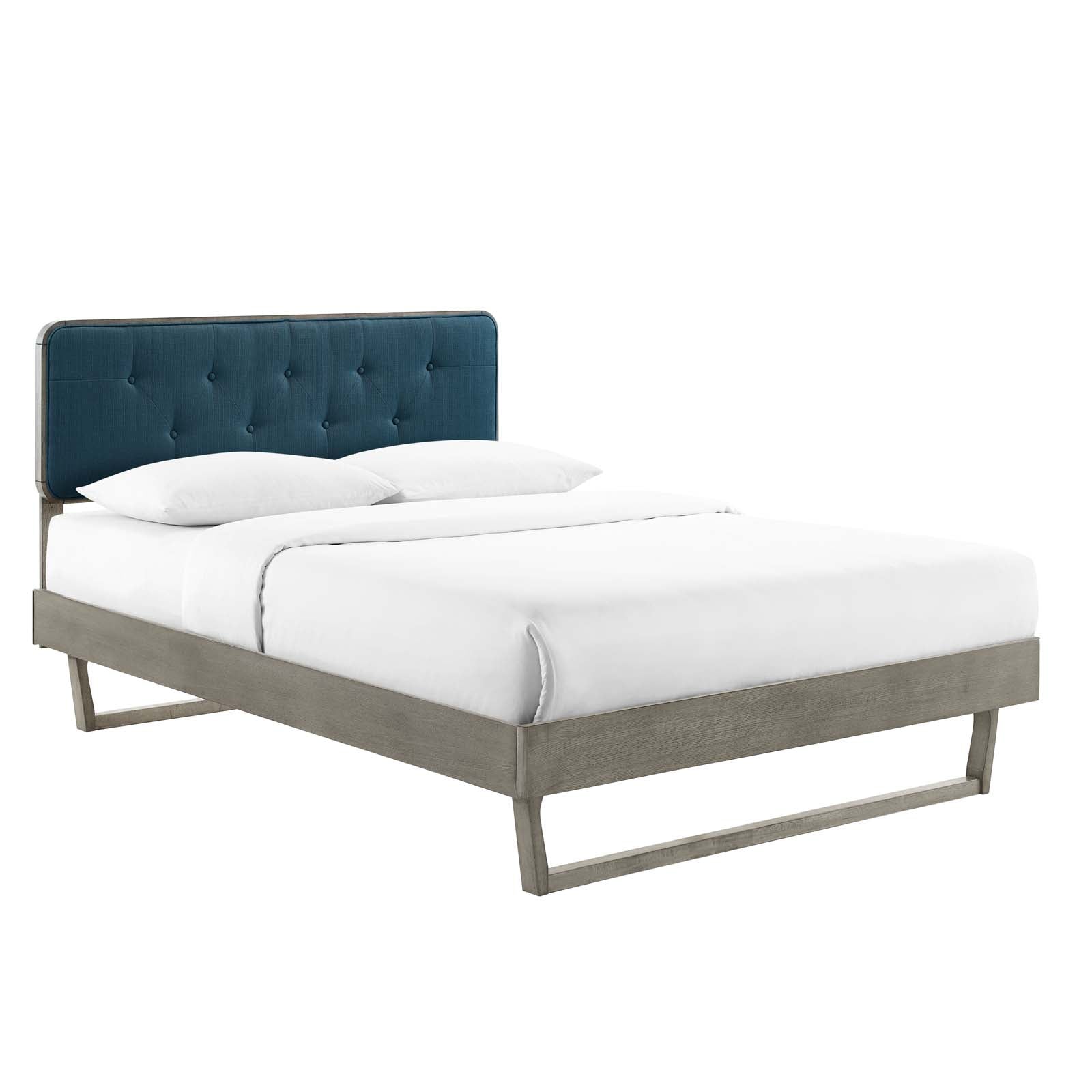 Bridgette Wood Platform Bed with Angular Frame - Modern Solid Wood Bed Frame for Bedroom, Living Room & Guest Room