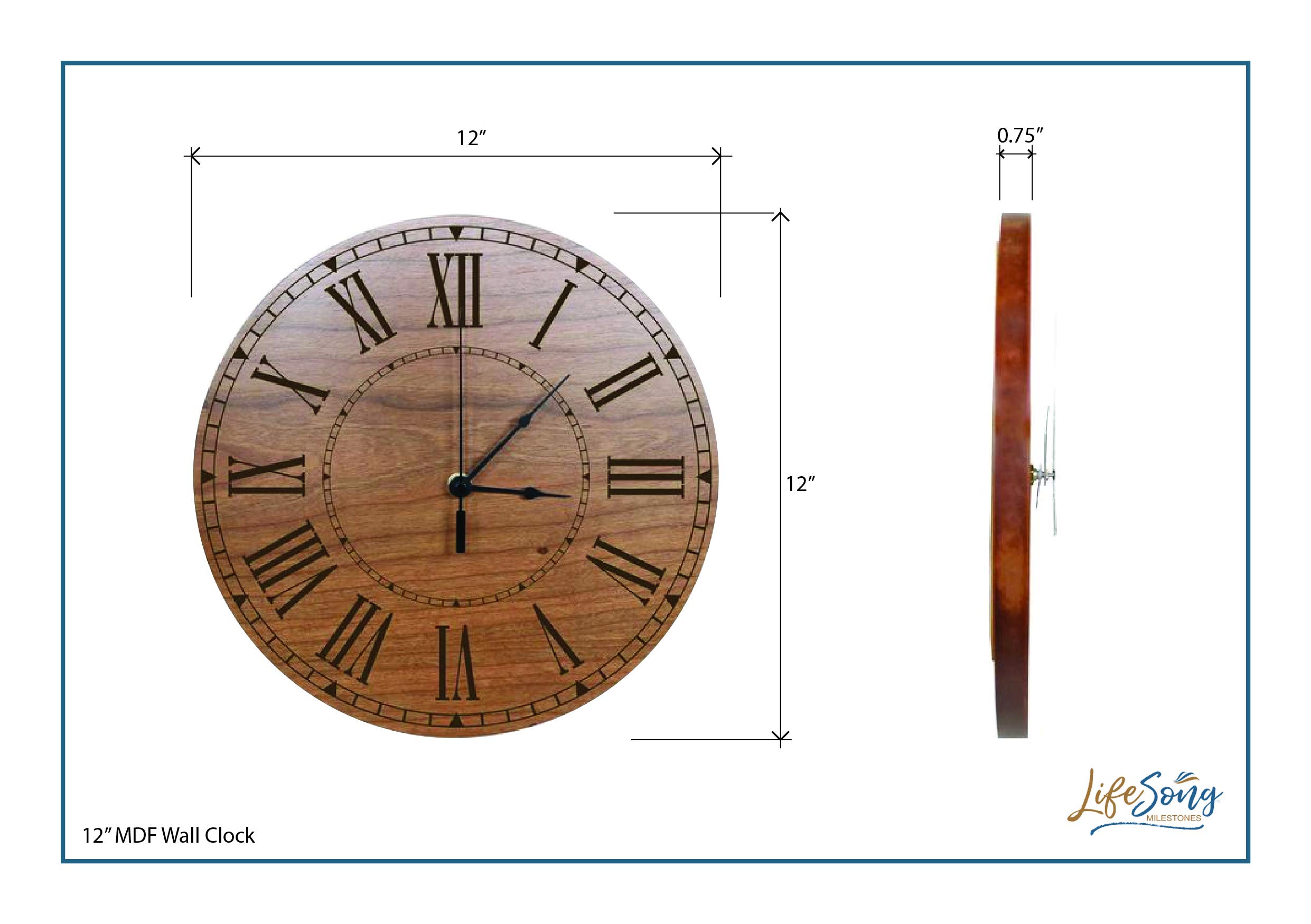 LifeSong Milestones 12-Inch Wooden Wall Clock - Elegant Anniversary Gift for Couples, Parents & Grandparents - Perfect for Living Room, Dining Room, Bedroom Decor - Black Finish - Ideal for Home, Office & Gift Giving