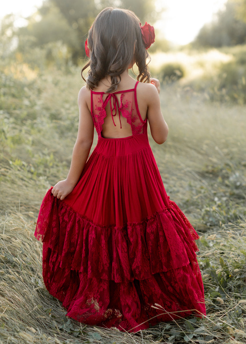 Catrin Women's Dress in Crimson Red - Elegant & Comfortable for Parties, Weddings & Special Occasions