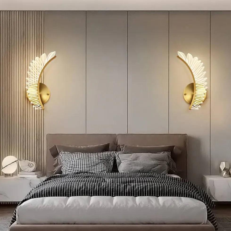 Elegant Wing-Shaped Crystal Wall Lights - Modern LED Sconces for Bedroom, Living Room & Hallway Decor - Dimmable Ambient Lighting for Home & Office