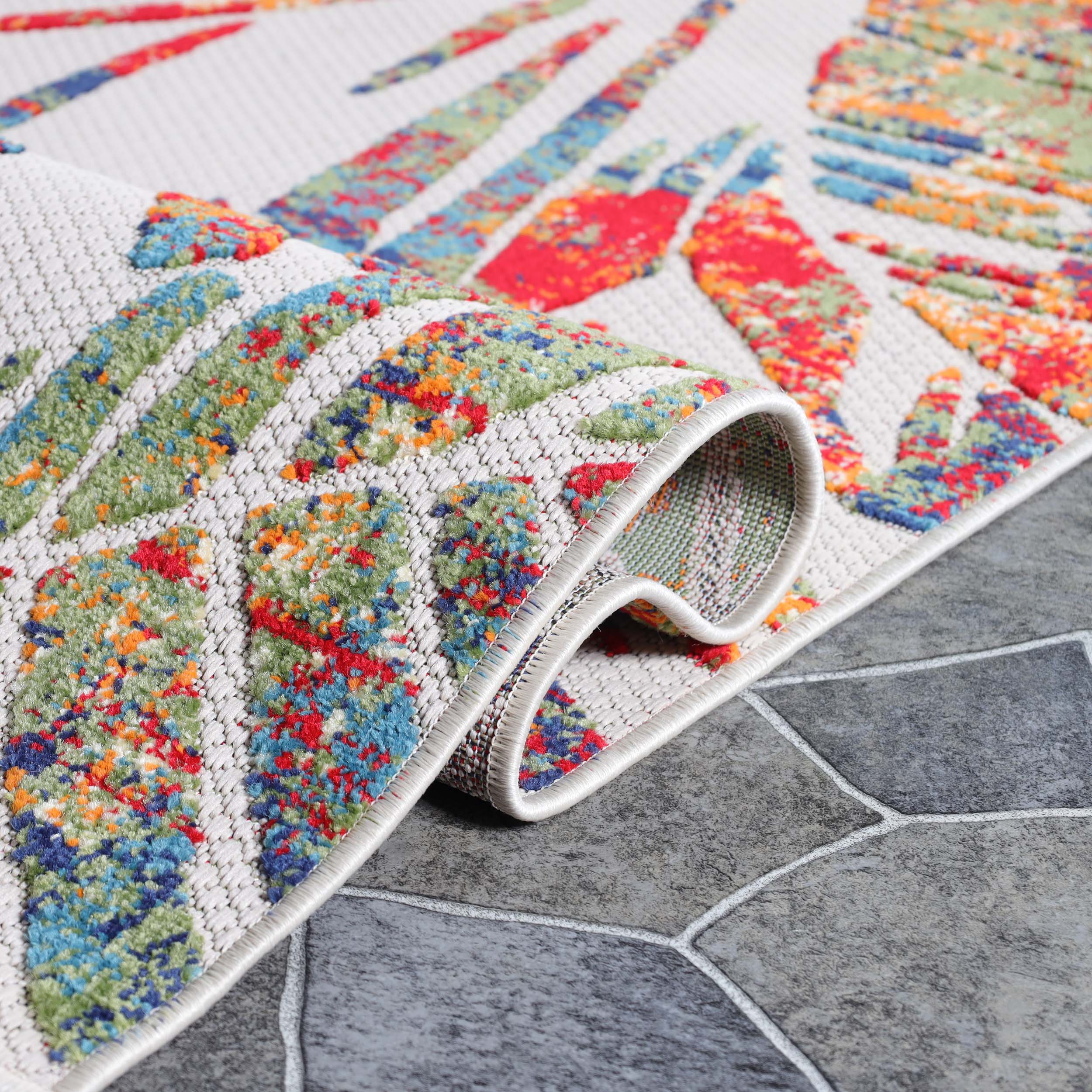**Siesta Botanical Leaves Modern Indoor/Outdoor Area Rug or Runner Rug – Boho Chic Home Decor for Living Room, Bedroom, Patio & Entryway**
