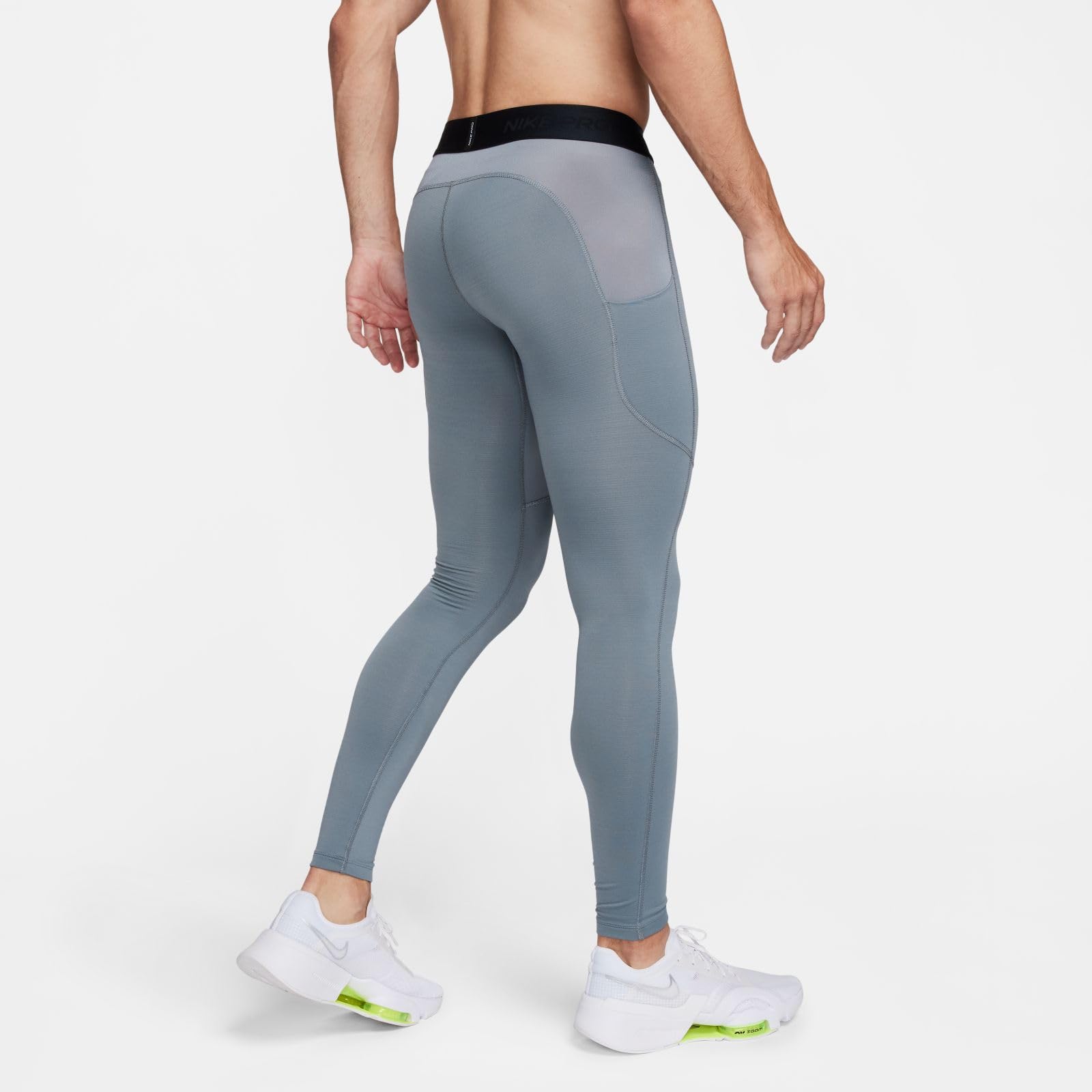 Nike Pro Warm Men's Tights - XL, Smoke Grey/Black for Running & Workouts