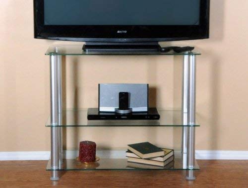 Extra Tall Glass & Aluminum TV Stand for 35
