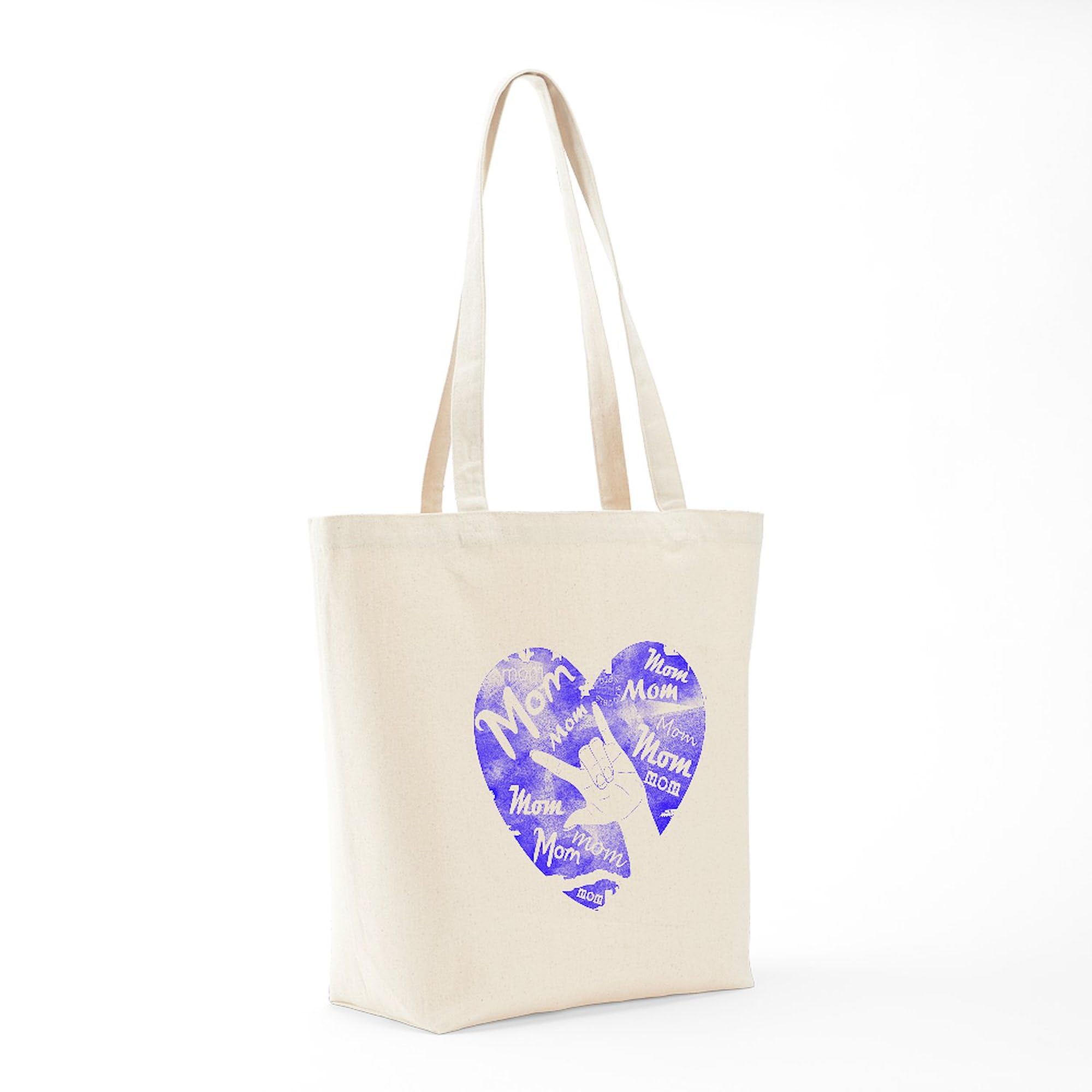 LOVE MY MOM ASL Tote Bag - Natural Canvas Reusable Shopping Bag for Women | Perfect for Groceries, Beach Trips & Mother's Day Gifts