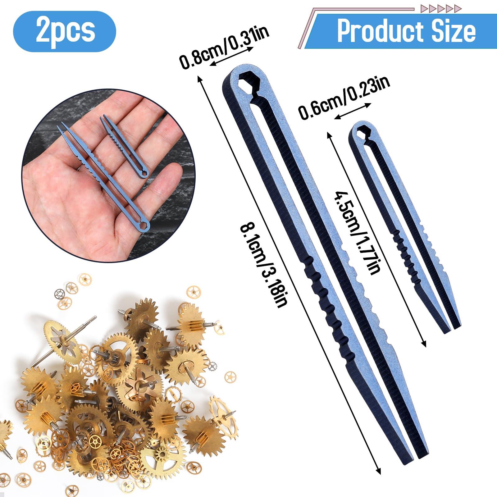 2Pcs Mini Titanium Tweezers - Premium Alloy EDC Tweezers for Travel, First Aid, Eyebrow Plucking & Electronics Repair | Portable Small Tweezers for Everyday Carry Tools & Gadgets