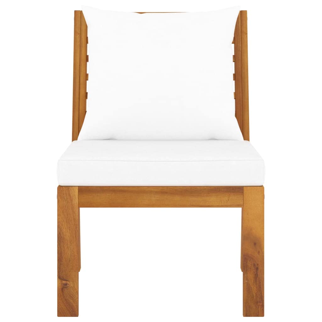 CHARMMA Sectional Middle Sofa with Cream Cushion - Solid Acacia Wood Frame (9KG) - Perfect for Living Room, Lounge & Family Gatherings