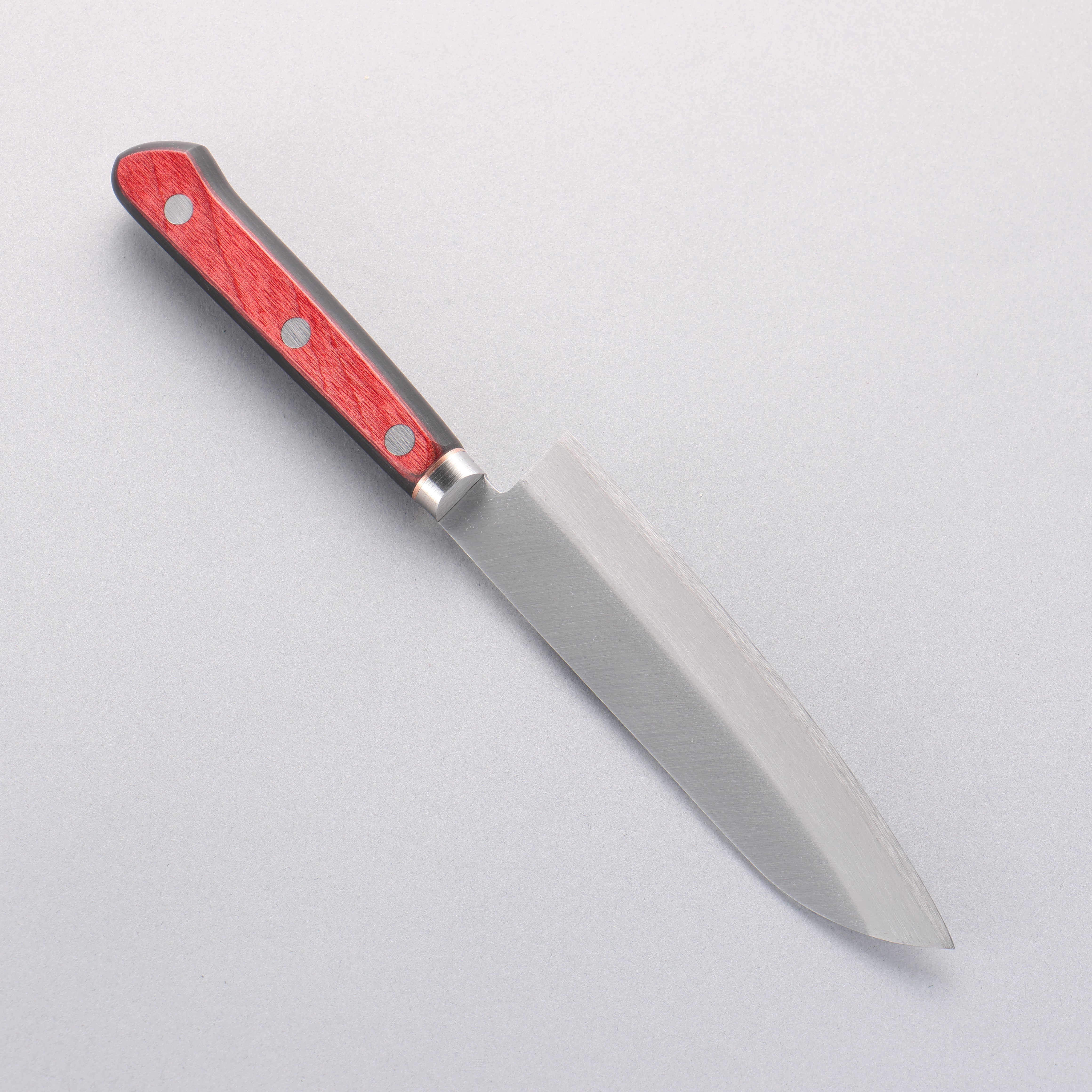 Seisuke Blue Super Migaki Finished 140mm Small Santoku Knife with Red & Black Pakkawood Handle - Perfect for Slicing, Dicing & Precision Kitchen Tasks