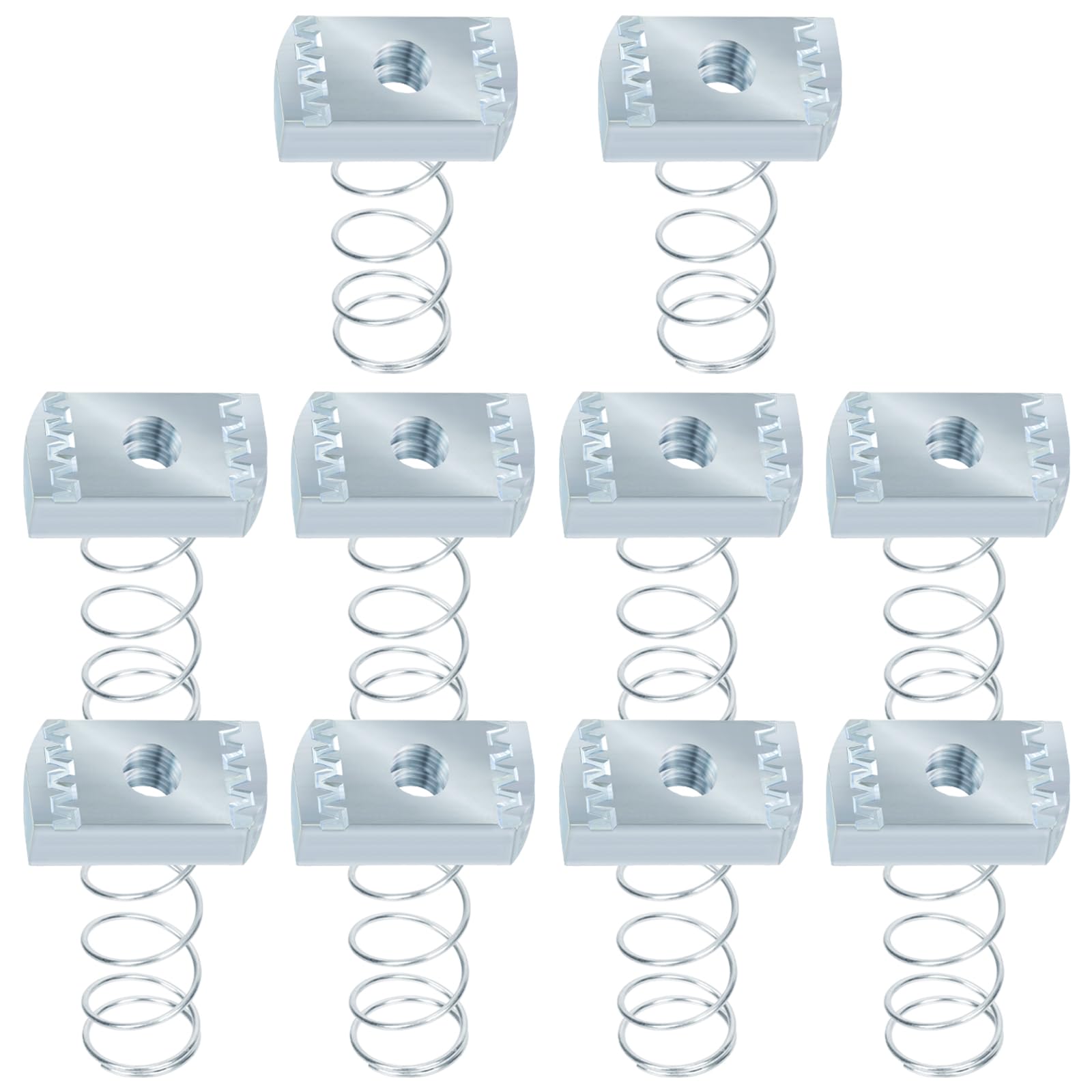 10-Pack 3/8-16 Heavy Duty Zinc Plated Spring Strut Channel Nuts - Standard Hardware for Steel Strut Channels - Perfect for Electrical Conduit, HVAC Systems & Construction Projects