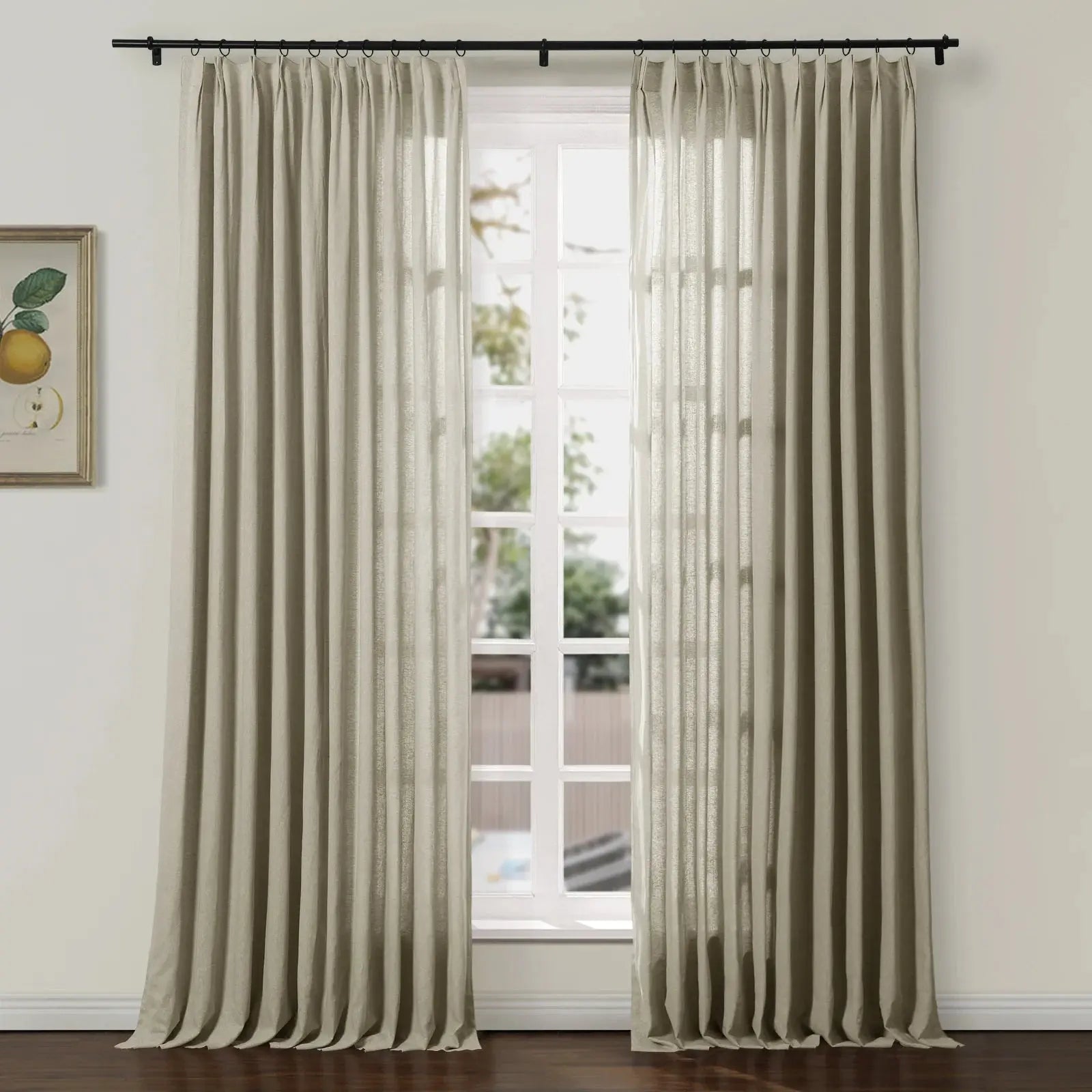 Ron Linen Herringbone Custom Pleated Curtains - Blackout Drapes for Living Room, Bedroom & Home Decor (Set of 2 Panels)