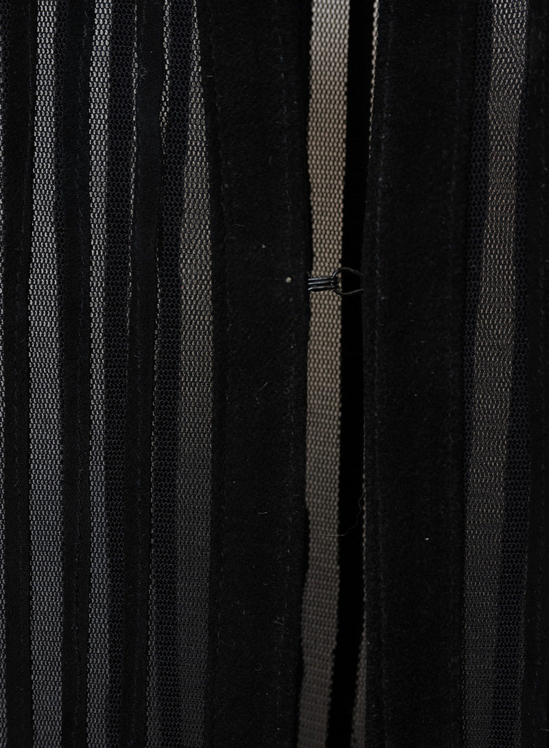 Black Suede Fringe Caban Romantic Spolverino Coat Size 44 - Perfect for Date Nights & Winter Fashion