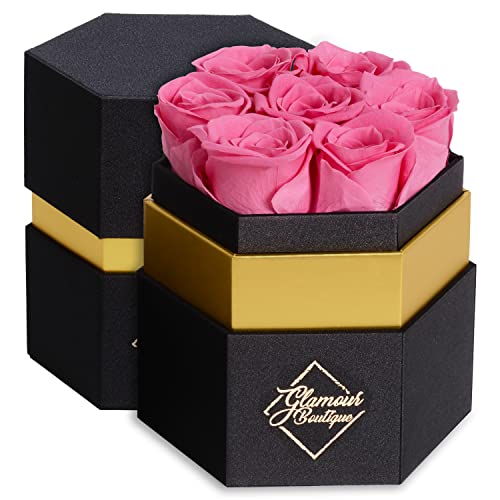 Pink 7 Roses Black Box