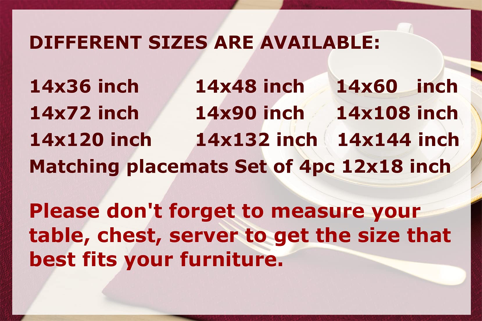 90 Inch Red Table Runner - Burgundy Waterproof Long Dresser Scarf for Outdoor Dining, Coffee & Nightstand Decor | Perfect for Dinner Parties, Weddings & Independence Day Celebrations