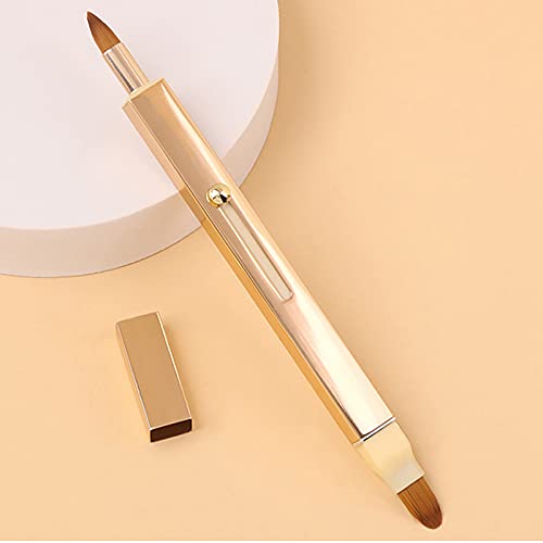 Professional Retractable Lip Brush with Sliding Button - Rose Gold Lipstick Applicator for Precise Makeup Application (Perfect for Travel & On-the-Go Touchups)