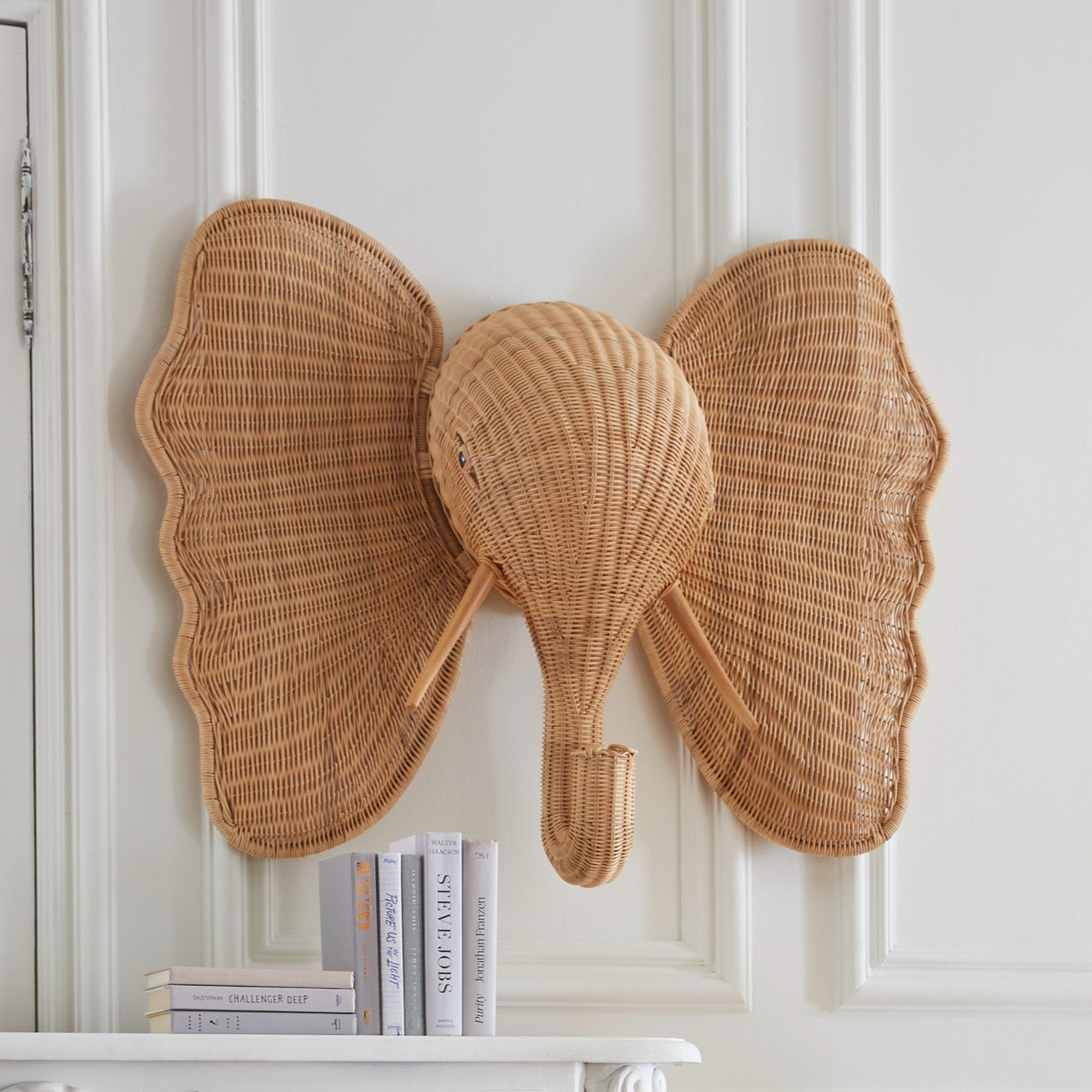 Handwoven Wicker Elephant Wall Decor - Boho Chic Home Art for Living Room, Bedroom & Nursery Decor