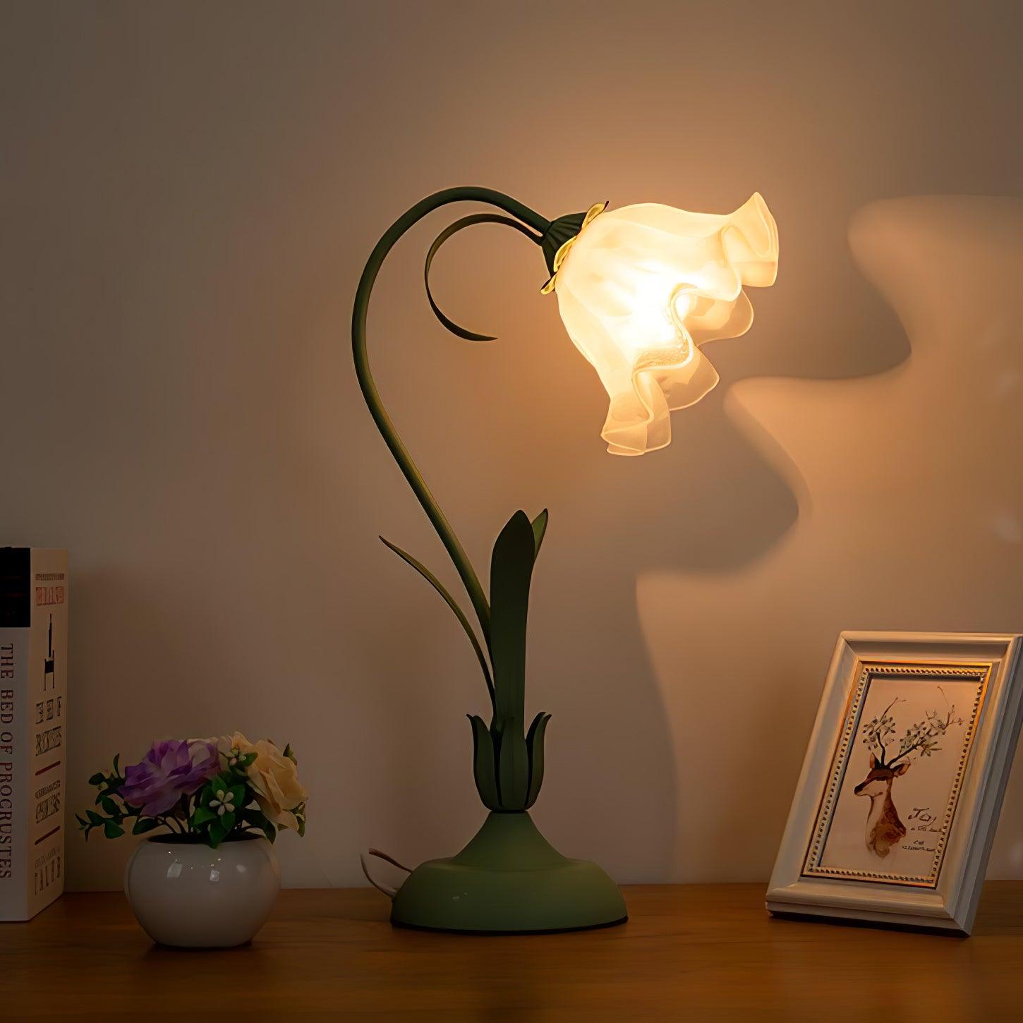 Lily of the Valley Table Lamp - Elegant Floral Nightstand Light for Bedroom, Living Room & Office Decor - Perfect for Reading, Relaxing & Creating Cozy Atmosphere