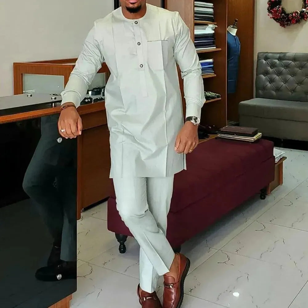 Premium Men's Solid Cotton Formal Suit Set - Elegant Business Attire for Office, Weddings & Special Occasions