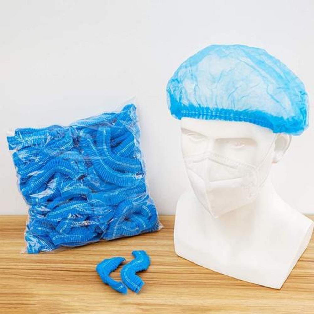 Adaamya Disposable Bouffant Cap (Blue) - 21 Inch - Pack of 50 Pcs - Comfortable Hair Cover for Medical, Food Service, and Salon Use
