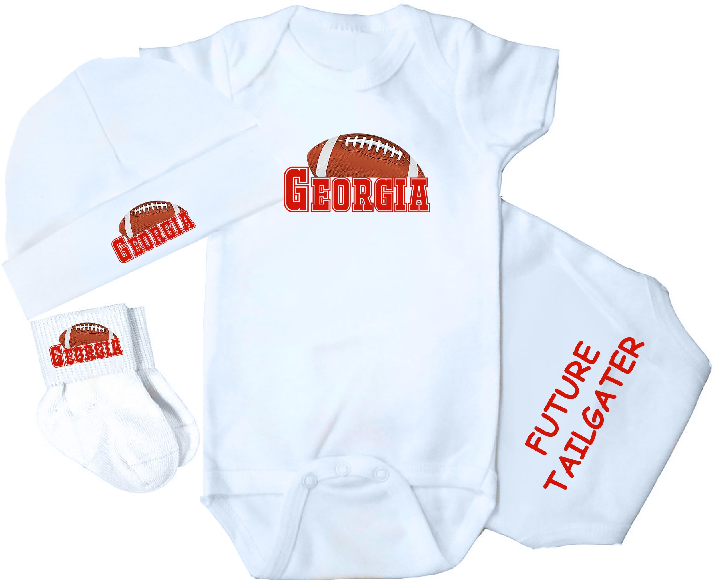 Georgia Bulldogs Baby Clothes 3-Piece Set - Cute Infant Outfit for Game Day & Family Photos - Soft Cotton Bodysuit, Pants & Hat for Newborns & Toddlers