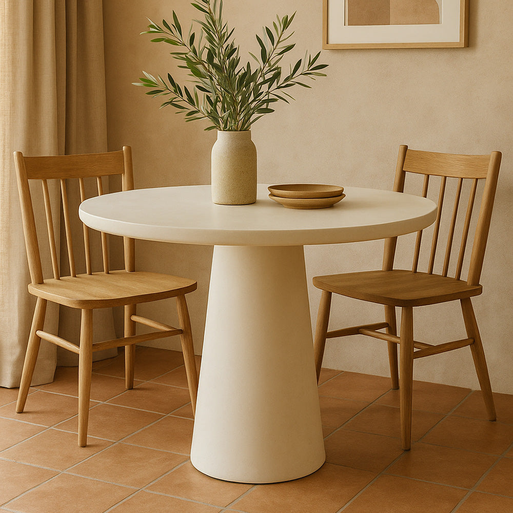 ROCCO 80cm White Concrete Dining Table - Indoor & Outdoor Use for Patio, Garden, and Backyard Dining