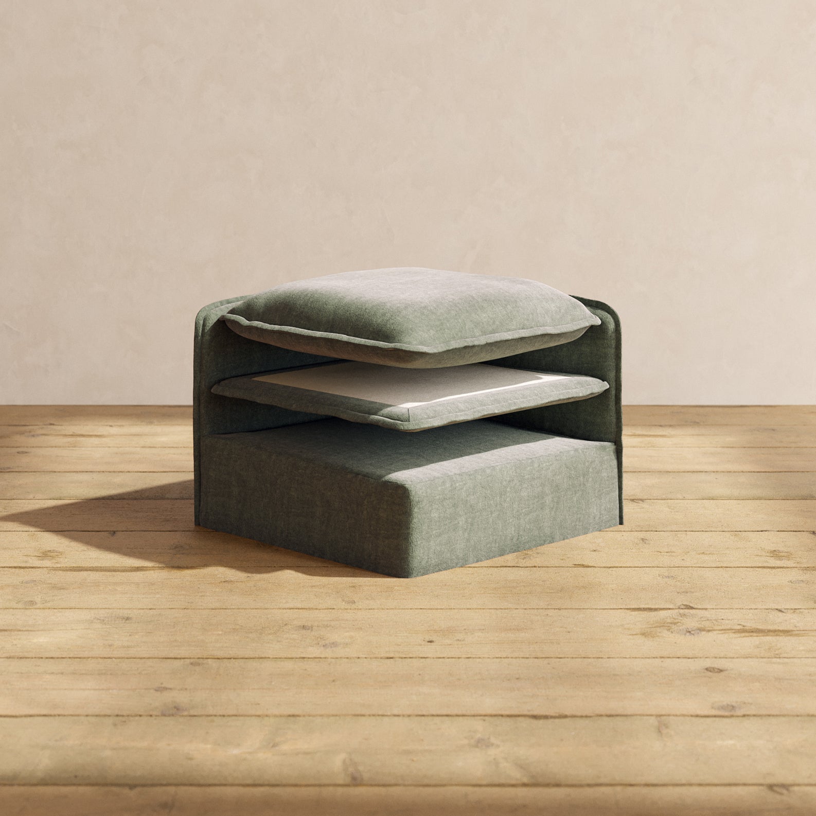 Premium Velvet Corner Chair Cushion Set - Luxurious Willow Green Heirloom Fabric for Living Room, Bedroom & Reading Nook Comfort