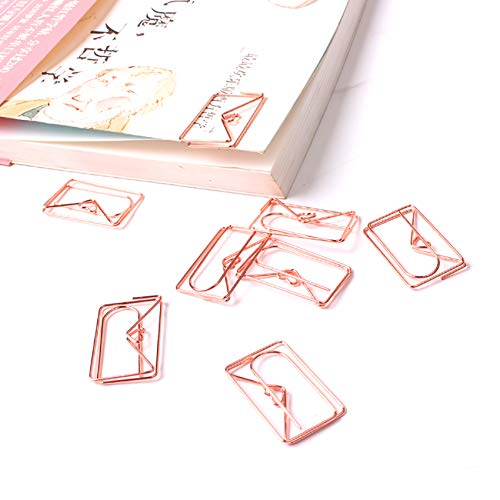 Rose Gold Envelope Shaped Paper Clips - 1PC Decorative Metal Bookmark Clips for Planner, File Organizer, Office & School Supplies - Perfect for Gift Wrapping, Scrapbooking & Document Organization