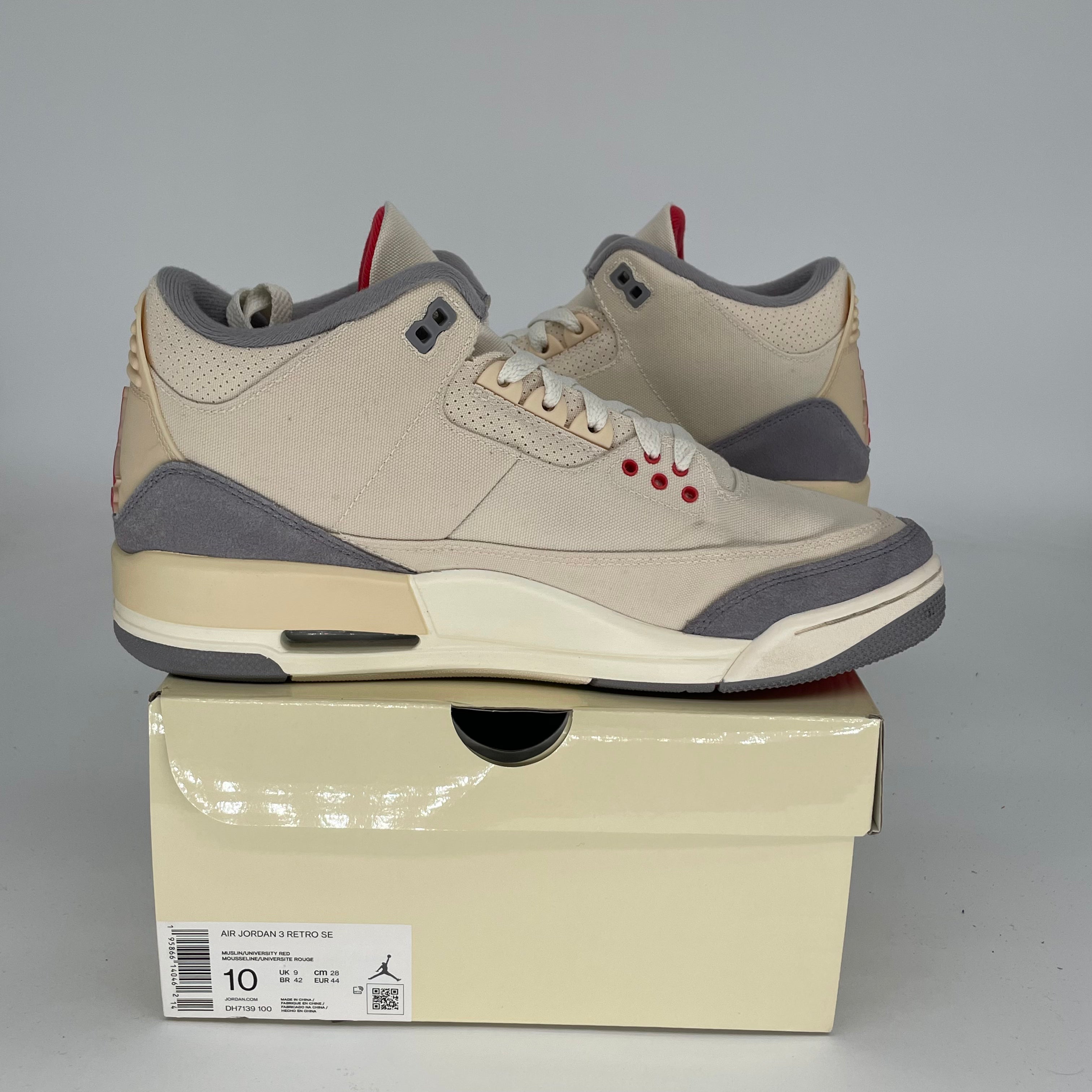Air Jordan 3 Retro 'Muslin' Men's Basketball Shoes Size 10 - DH7139-100 | Authentic Sneakers for Casual Wear, Street Style & Sneaker Collectors