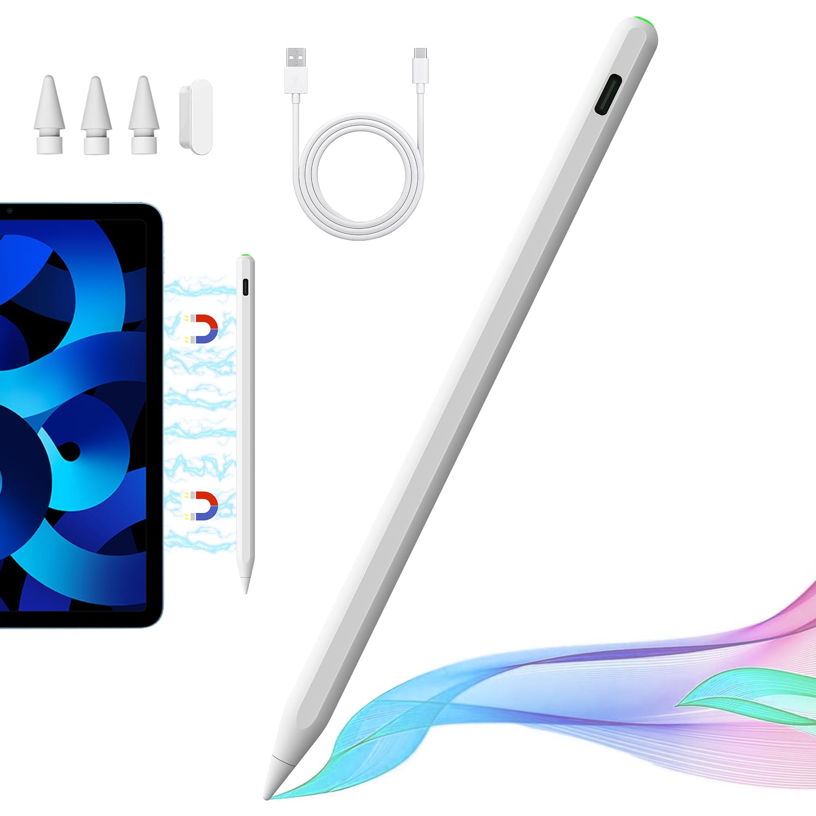 Premium Stylus Pen for iPad with Wireless Magnetic Charging - Apple Pencil Alternative Compatible with iPad 10/9/8/7/6, iPad Air 5/4/3, iPad Mini 6/5, iPad Pro 11