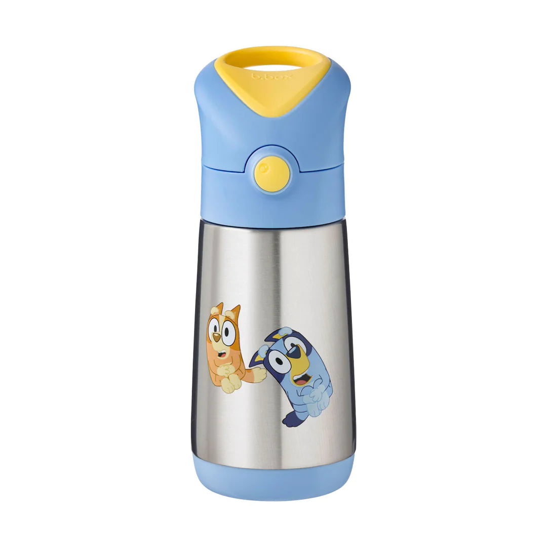 b.box Insulated Drink Bottle 350ml - Leak Proof Kids Water Bottle with Straw, Bluey Design - Perfect for School, Travel & Outdoor Activities