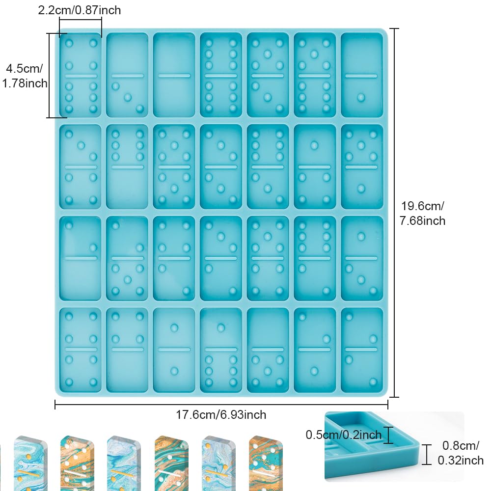 Professional 28-Cavity Silicone Domino Molds for Resin Casting - DIY Epoxy Jewelry, Pendants, Cake Decorations - Durable & Reusable for Crafting, Gifts & Home Decor