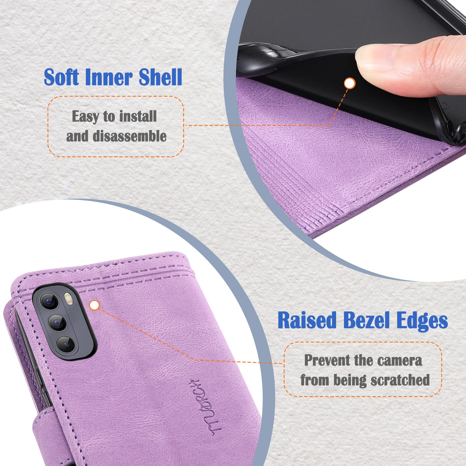 Shockproof Wallet Case for Moto G Stylus 5G 2022 - PU Leather Magnetic Flip Cover with TPU Bumper, Card Slots & Stand Function (Purple) - Perfect for Daily Protection & Hands-Free Viewing