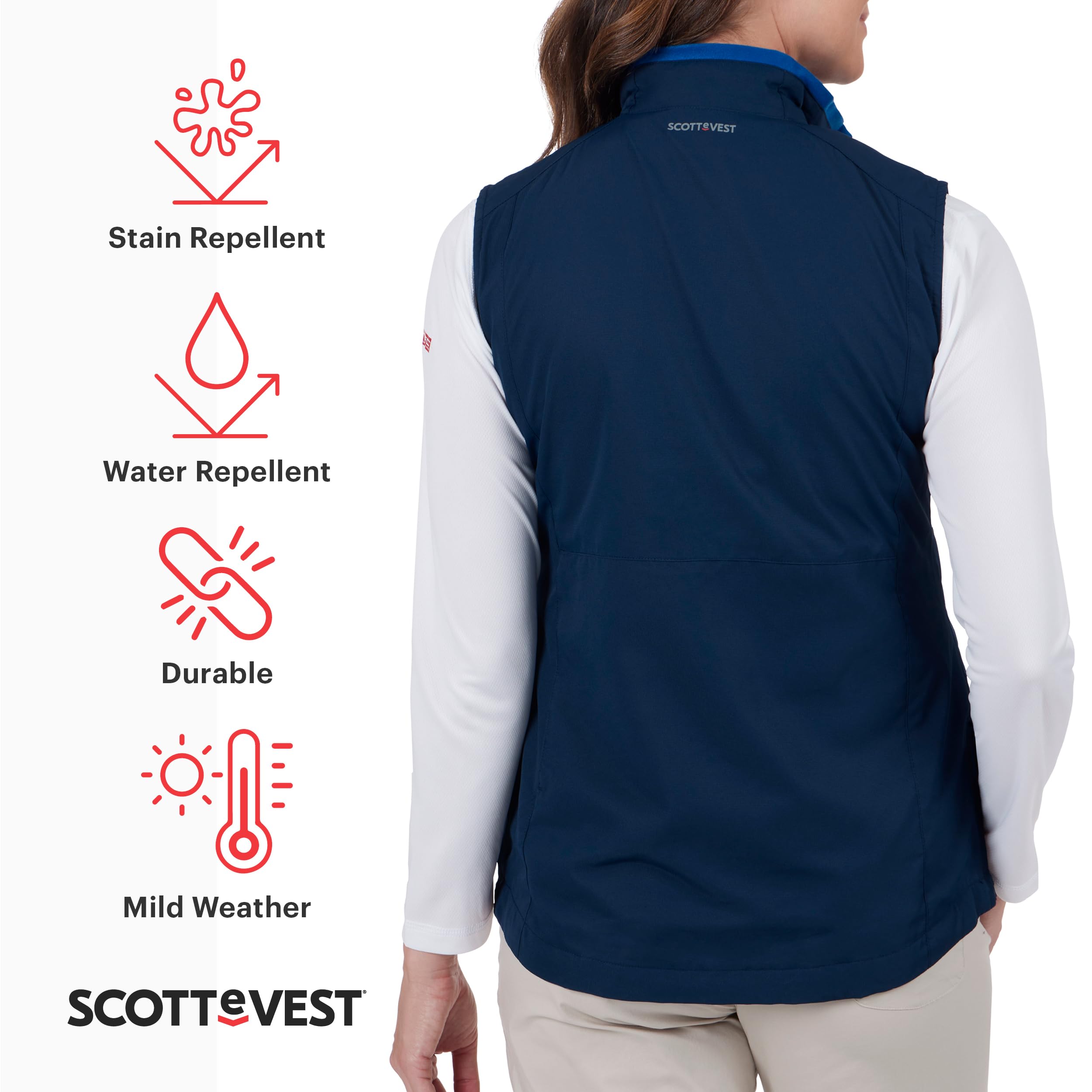 SCOTTeVEST Women's Travel Vest with 24 Hidden Pockets - Water Repellent RFID-Blocking Jacket for Airplane, Hiking & Outdoor Adventures