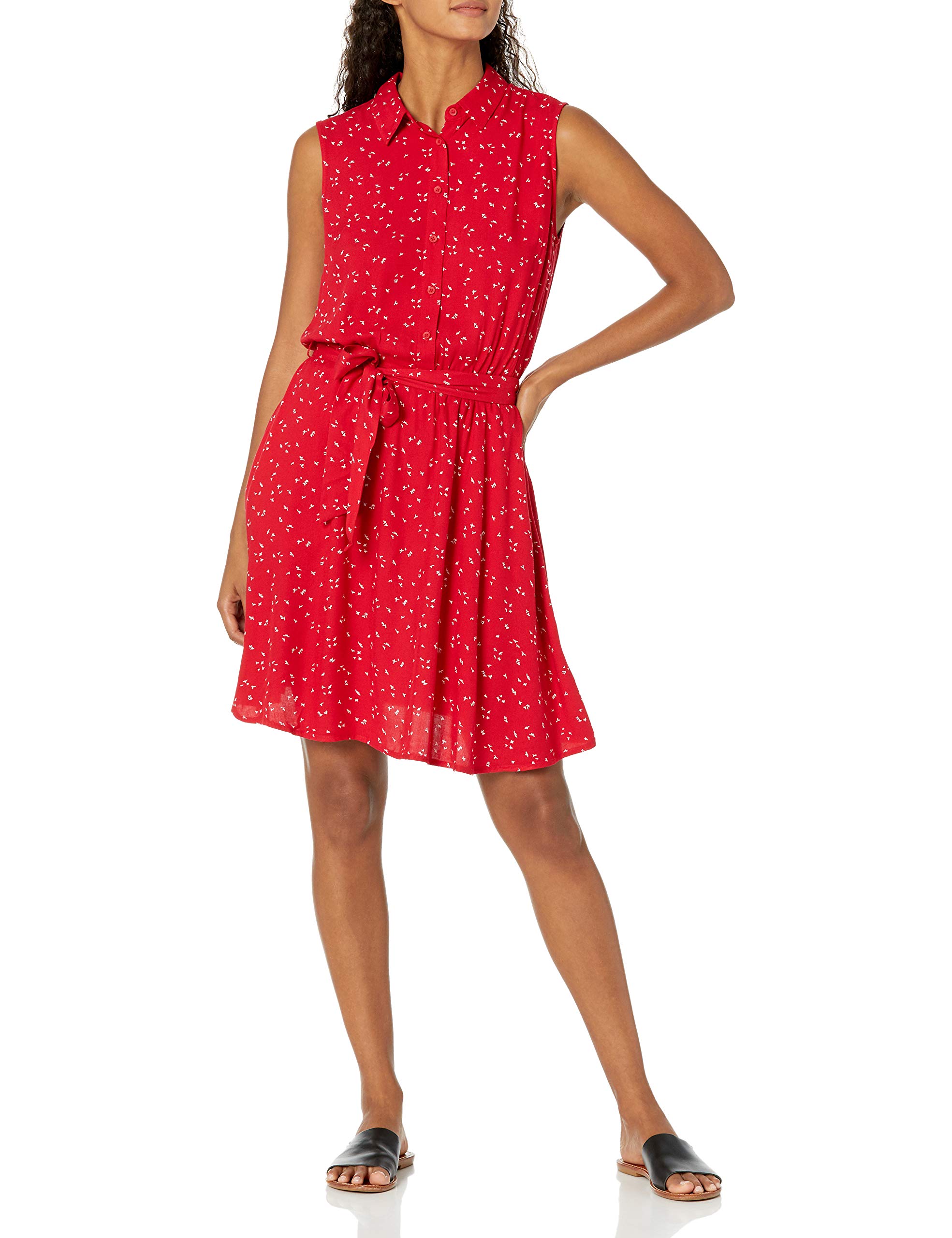 Amazon Essentials Women's Sleeveless Relaxed-Fit Woven Shirt Dress - Casual Summer Wear for Beach, Office & Outdoor Activities