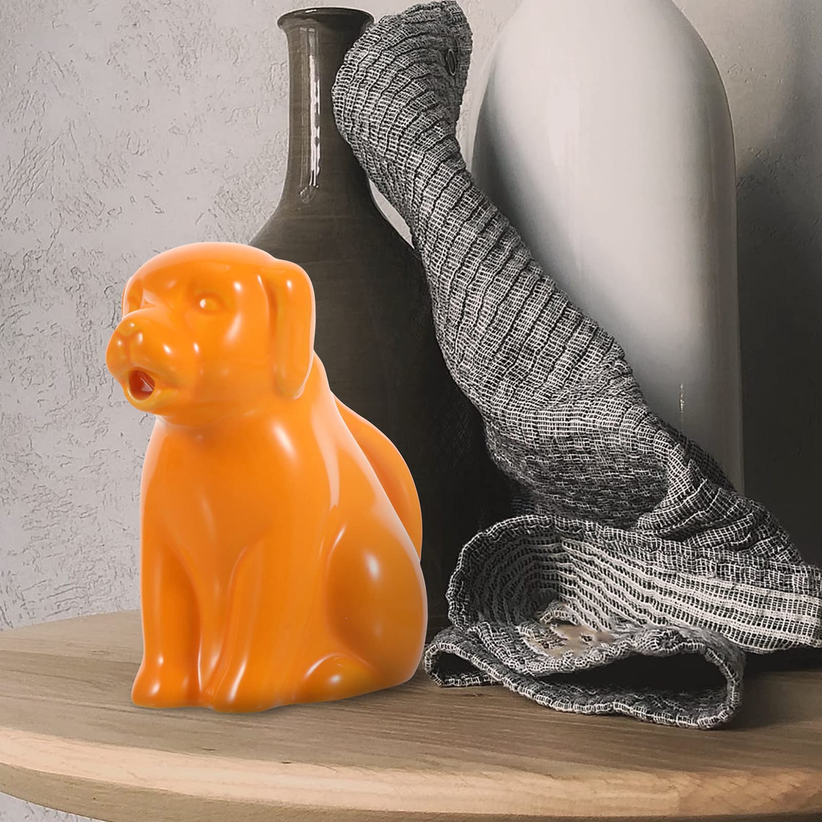 Ceramic Dog-Shaped Creamer Pitcher - 40ML Coffee Milk Creamer & Gravy Boat - Novelty Kitchen Serving Pitcher for Home, Cafe, or Restaurant - Orange