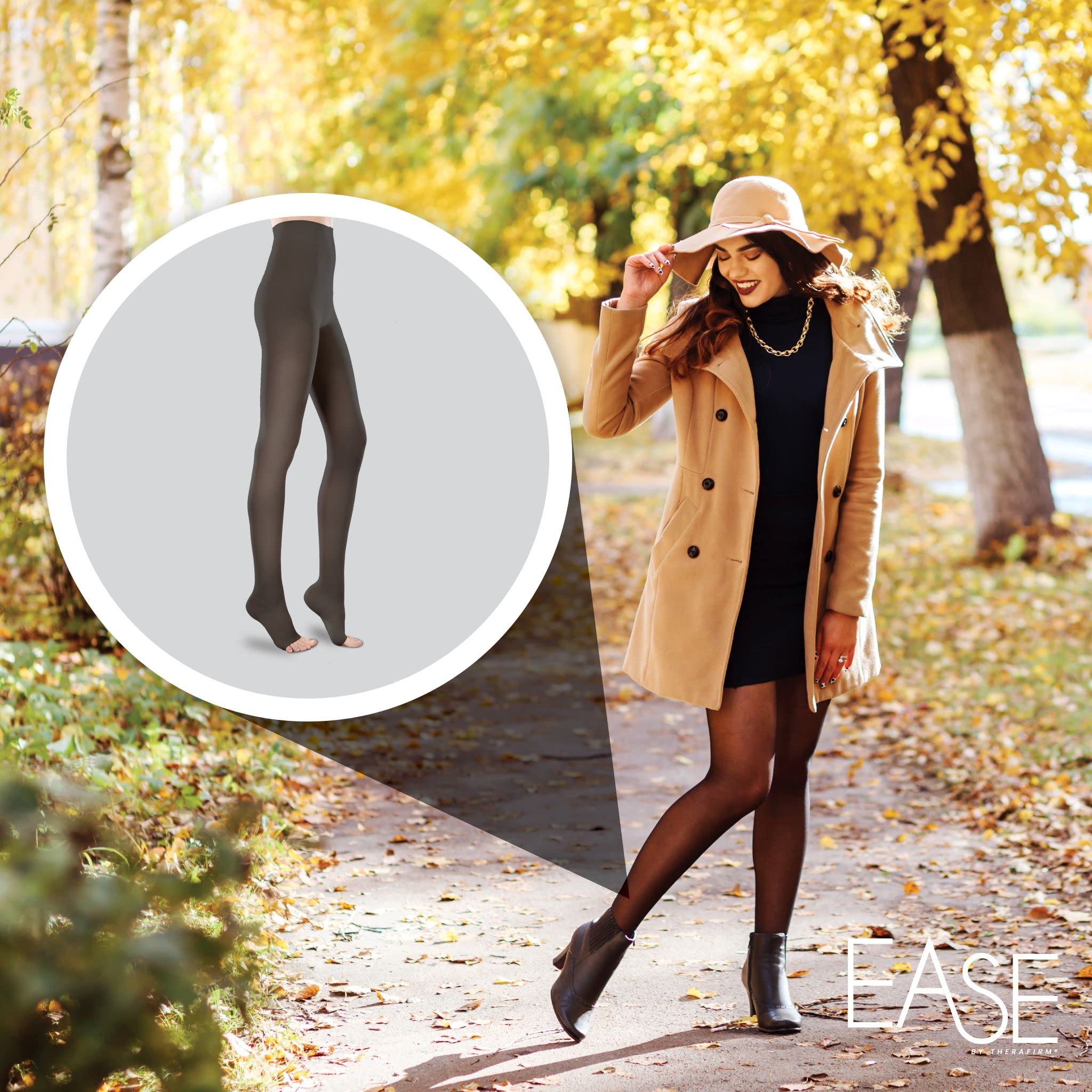 Ease Sheer Women's Open-Toe Support Pantyhose - 20-30mmHg Moderate Compression Nylons for Varicose Veins & Swelling Relief - Comfortable Medical Stockings for Work, Travel & Daily Wear
