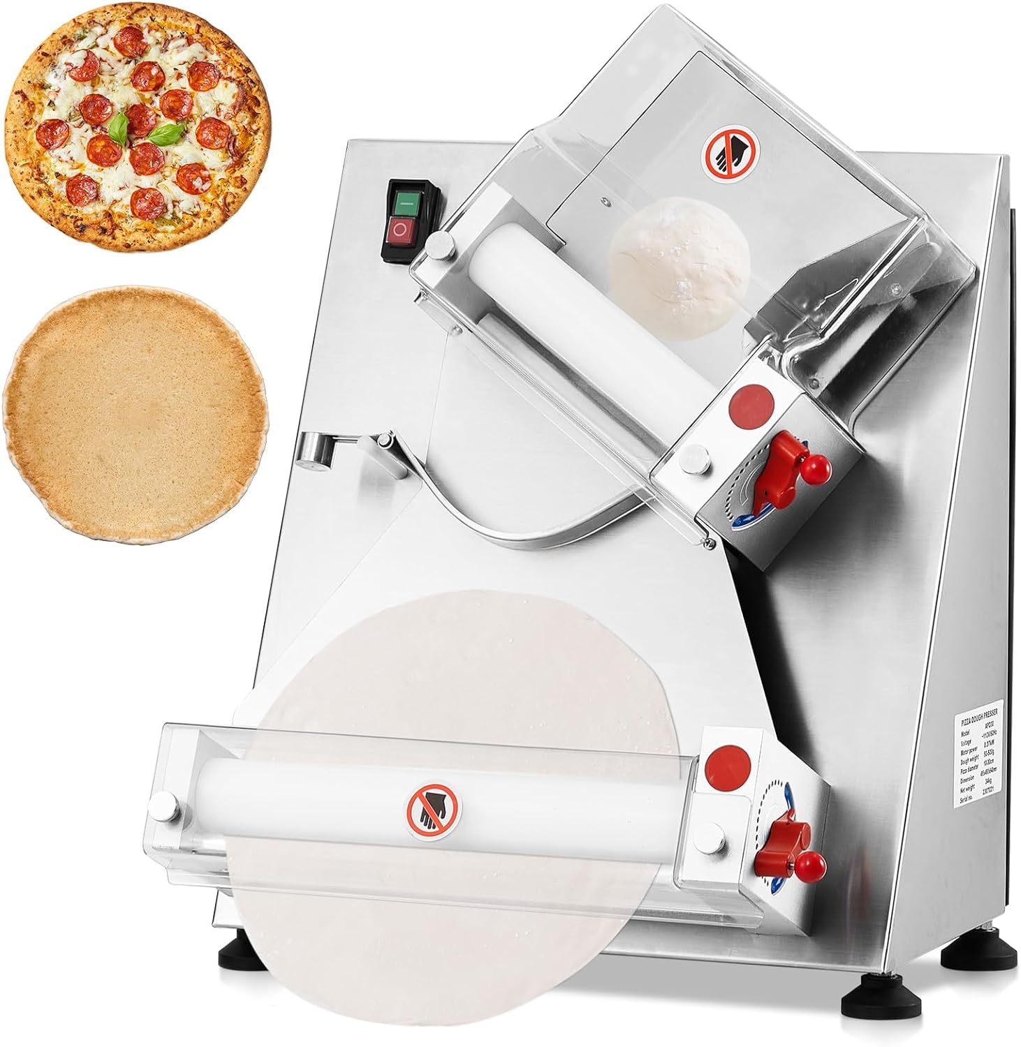 370W Electric Commercial Pizza Dough Roller Machine - 12