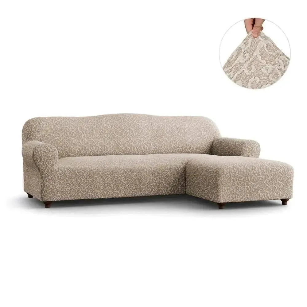 L Shaped Sofa Slipcover with Right Chaise - Jacquard 3D Collection | Perfect for Living Room, Sectional Couch Protection & Home Decor