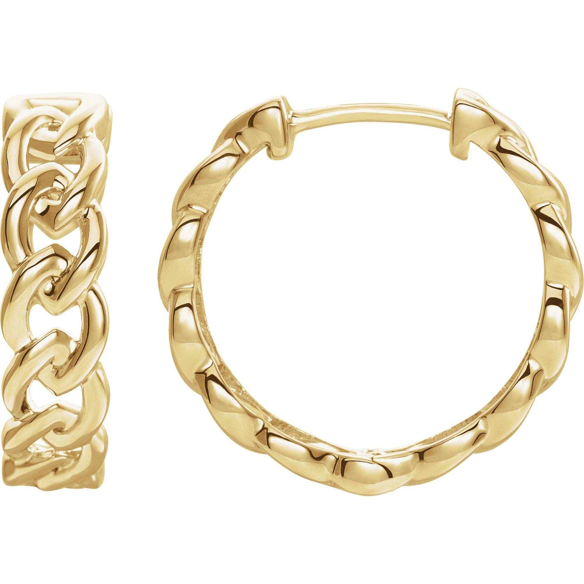14K Yellow Gold 19.6mm Chain Link Hoop Earrings for Women - Unique Dainty Jewelry Gift for Her - Perfect for Everyday Wear, Date Night & Special Occasions
