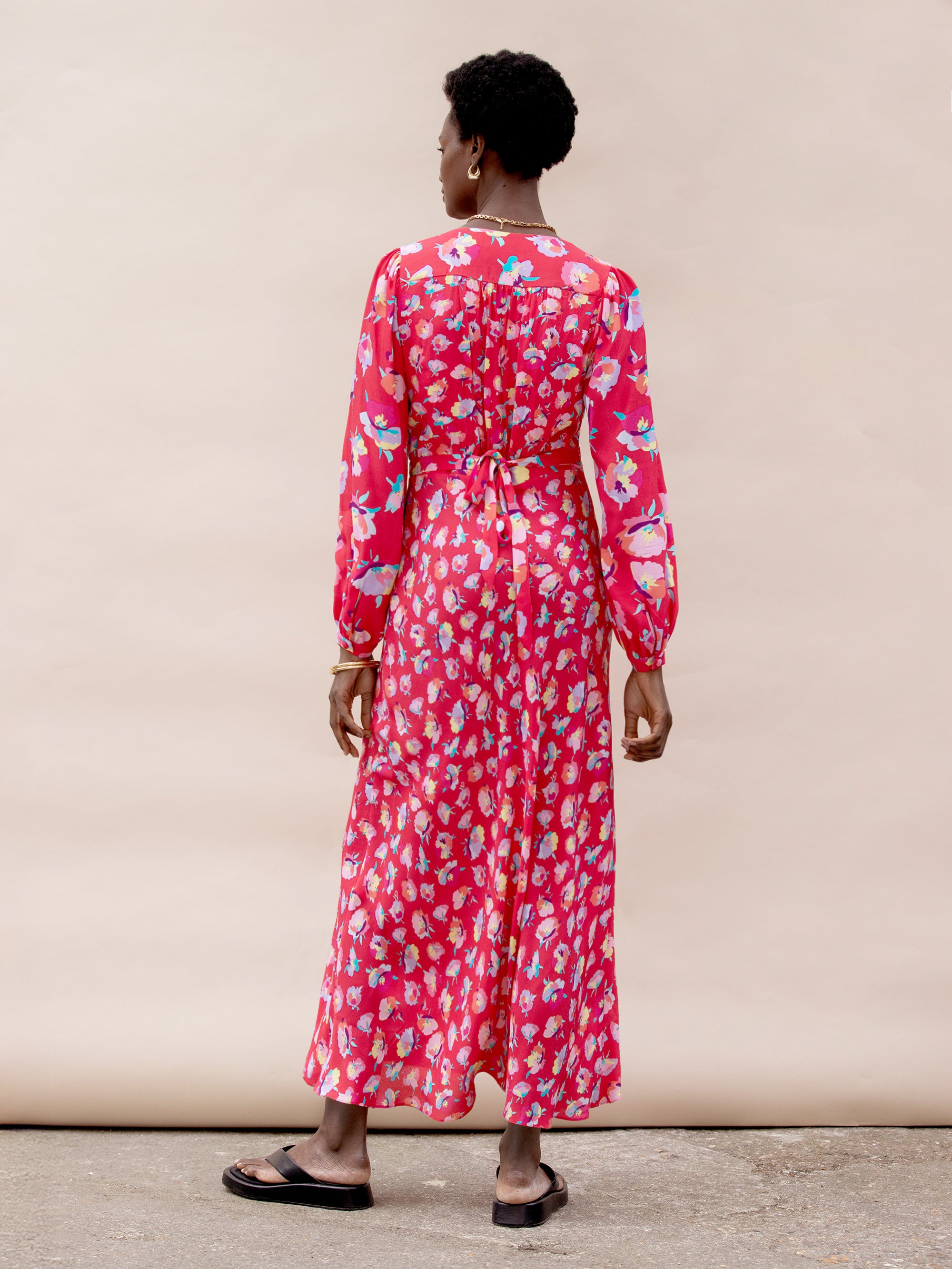 Petite Pink Carnation Ditsy Print Tie Back Dress - Floral Summer Dress for Women, Perfect for Garden Parties & Date Nights